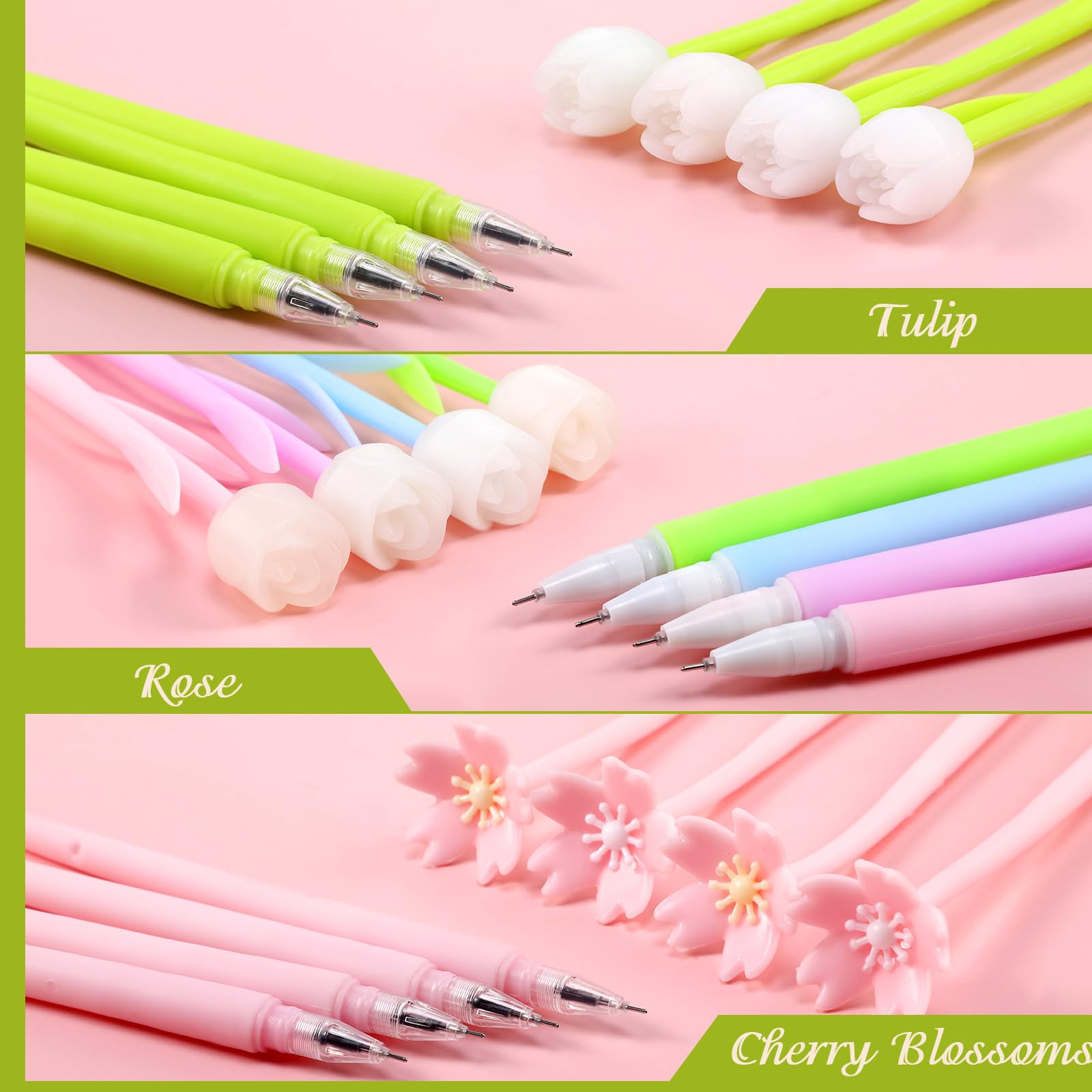 Teling 100 Stück Farbwechsel-Tulpen-Stifte, Gel-Tintenstift, Großpackung, Kugelschreiber, Kawaii-Kugelschreiber für Schule, Zuhause, Büro, Kinder, Mädchen, Geschenke, Schwarz, 0,5 mm (gemischte