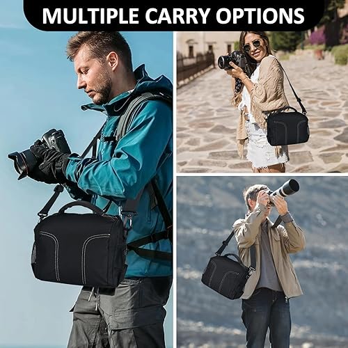 Miniatura 7 de Bolsa de viaje impermeable para cámara antigolpes  Bolso bandolera bandolera mediano suave acolchado para hombres y mujeres, compatible con cámaras