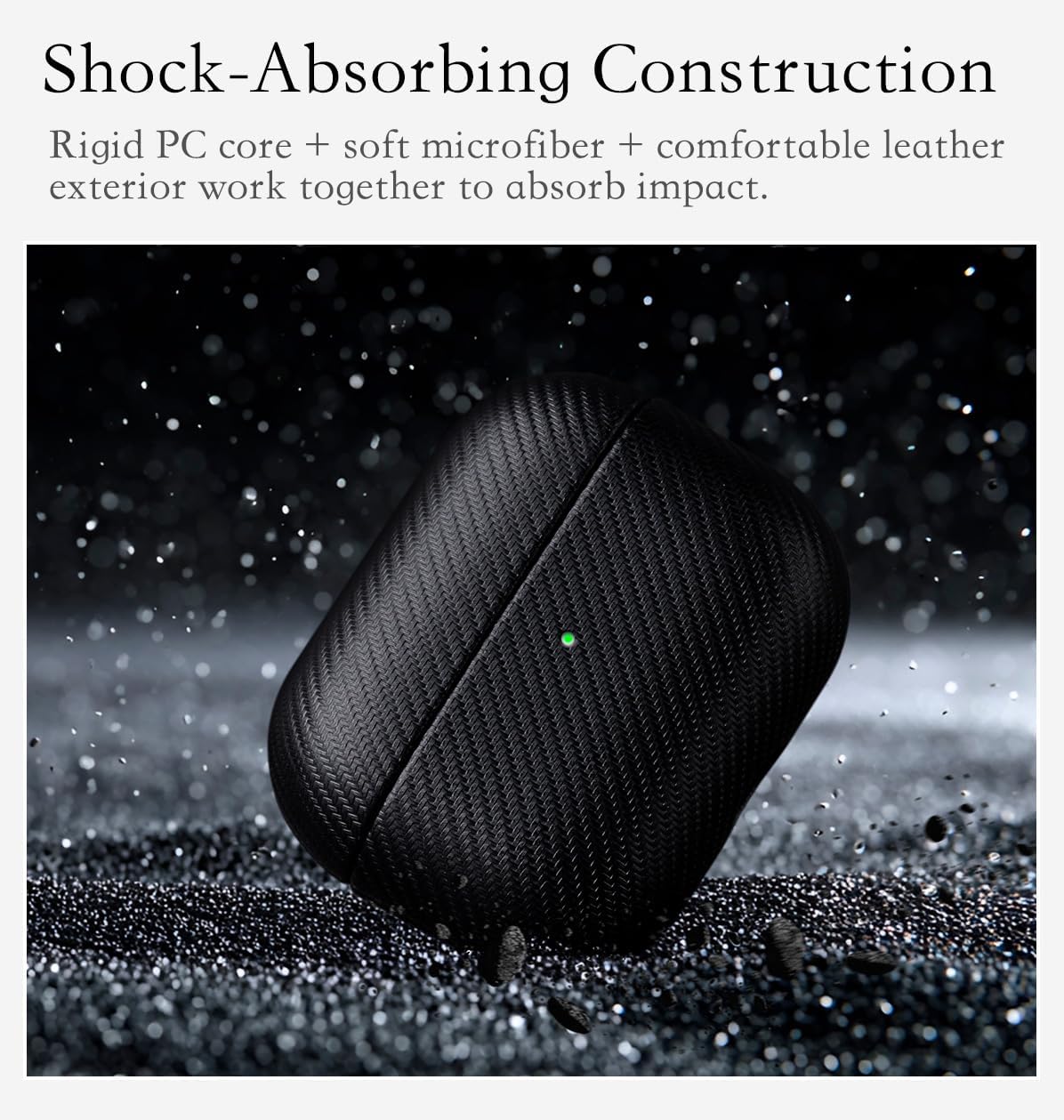 for AirPods Pro 3 Case Cover - Full Vegan Leather Wrap, No Plastic Seen or Felt | Carbon Fiber Finish Synthetic Leather | Scratch Proof Microfiber Lining | Hard Case for AirPods Pro 3 - Black