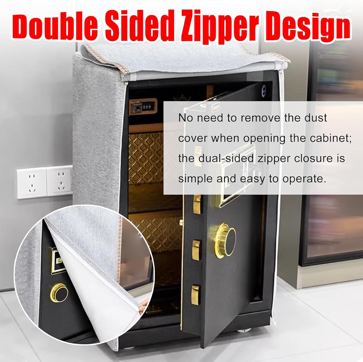Customizable Lock Box Protective Covers, Heavy Duty Safe Dust Cover for Cabinet Box Furniture, Dust & Water Proof Safe Disguise Cover for Audio Rack/Storage Stand(Khaki,24x20x60)