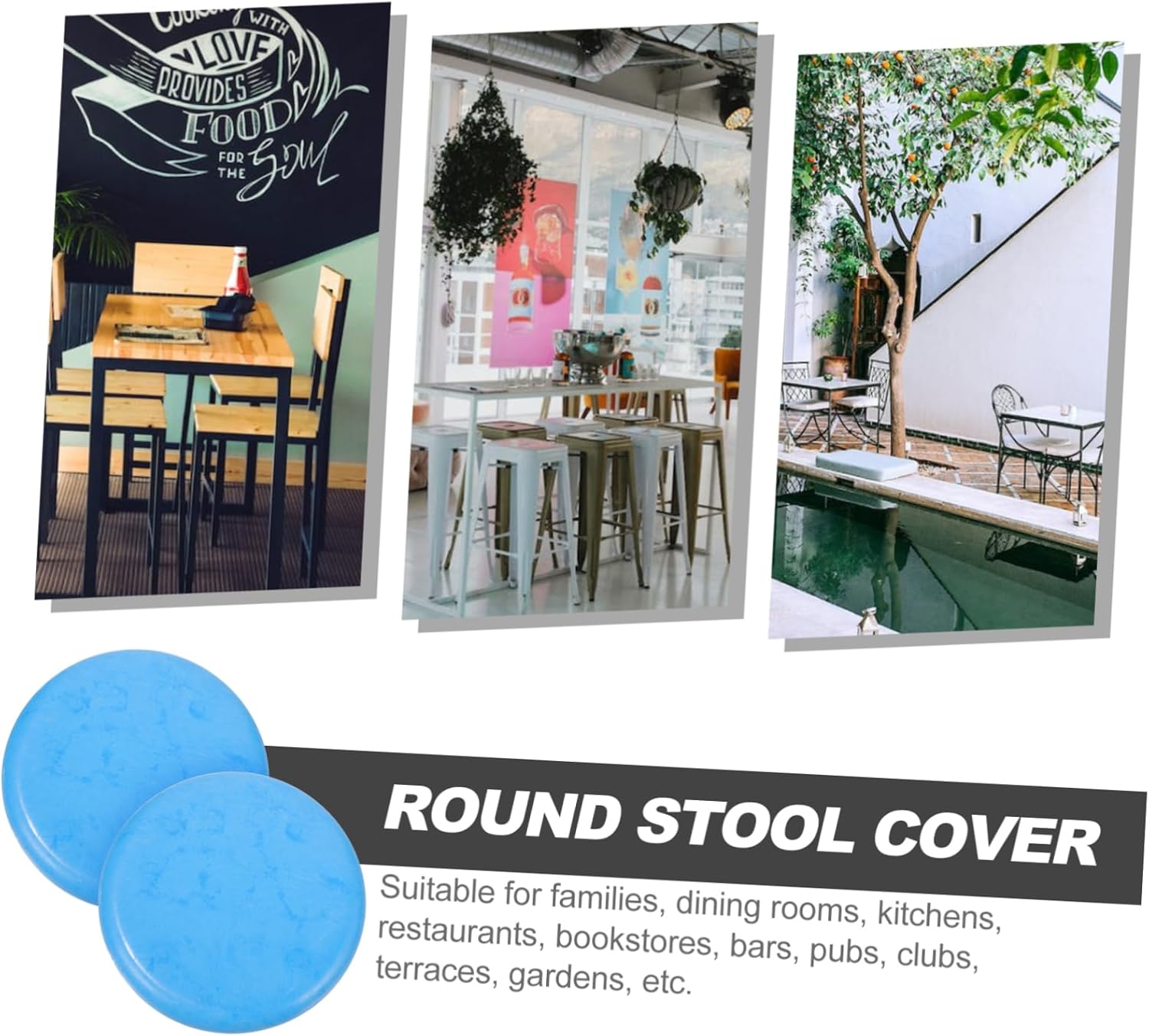 Mikinona 2set Plastic Round Stool Seat Covers for Canteen and Bar Stools Replacement Parts for Restaurants Cafes and Home Use Easy to Install and Long-Lasting