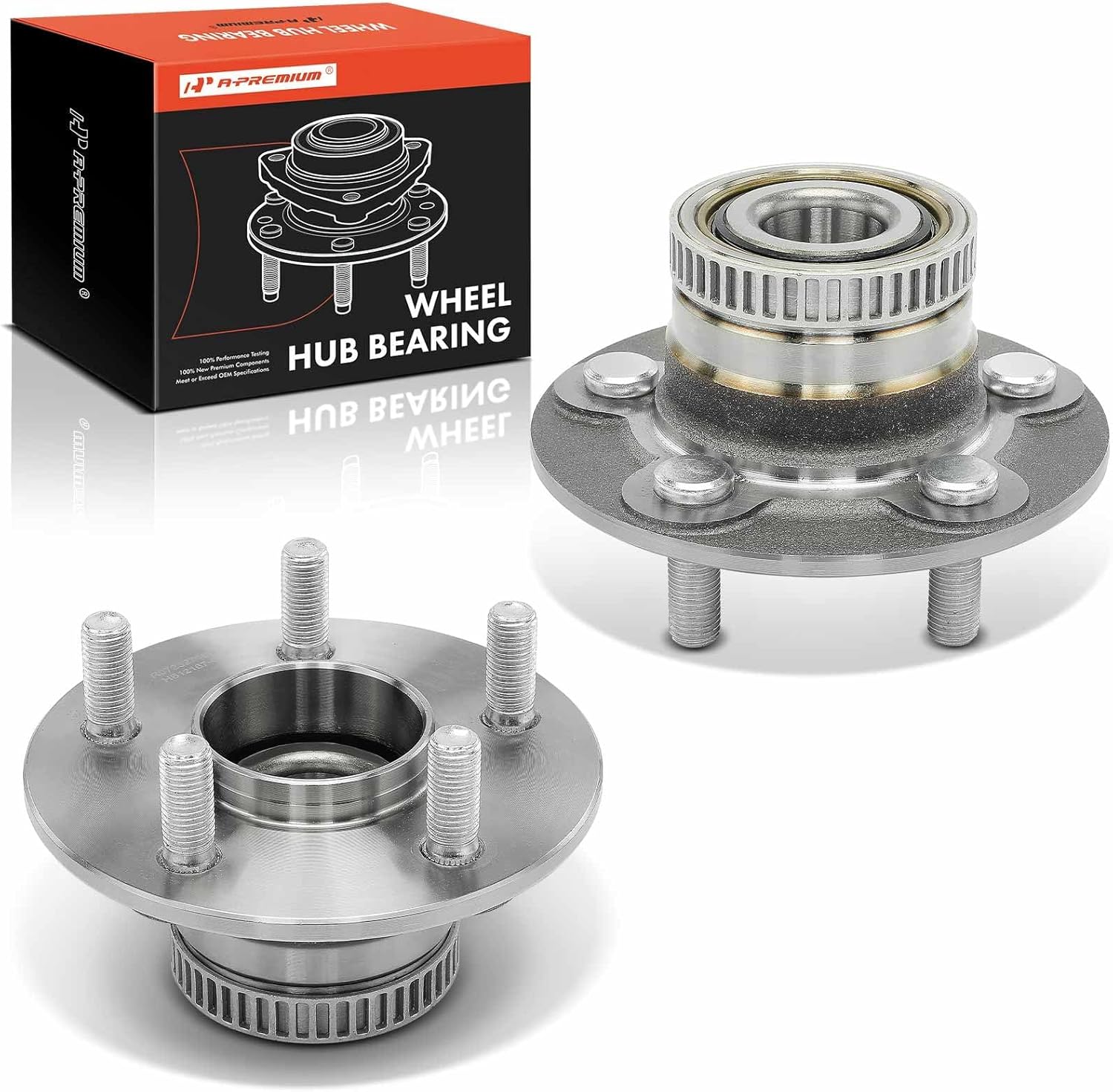 A-Premium 2 x Rear Wheel Bearing and Hub Assembly with ABS Ring & 5-Lug Compatible with Chrysler Neon 2000-2002, PT Cruiser 2001-2010, Dodge Neon 2000-2005, SX 2.0 2003-2005