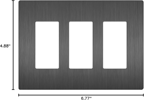 Miniatura 614 de LIDER - Cubierta decorativa de interruptor doble con acabado mate, placa de pared sin tornillos, tamaño mediano, 2 bandas, 4.88 x 4.92 pulgadas