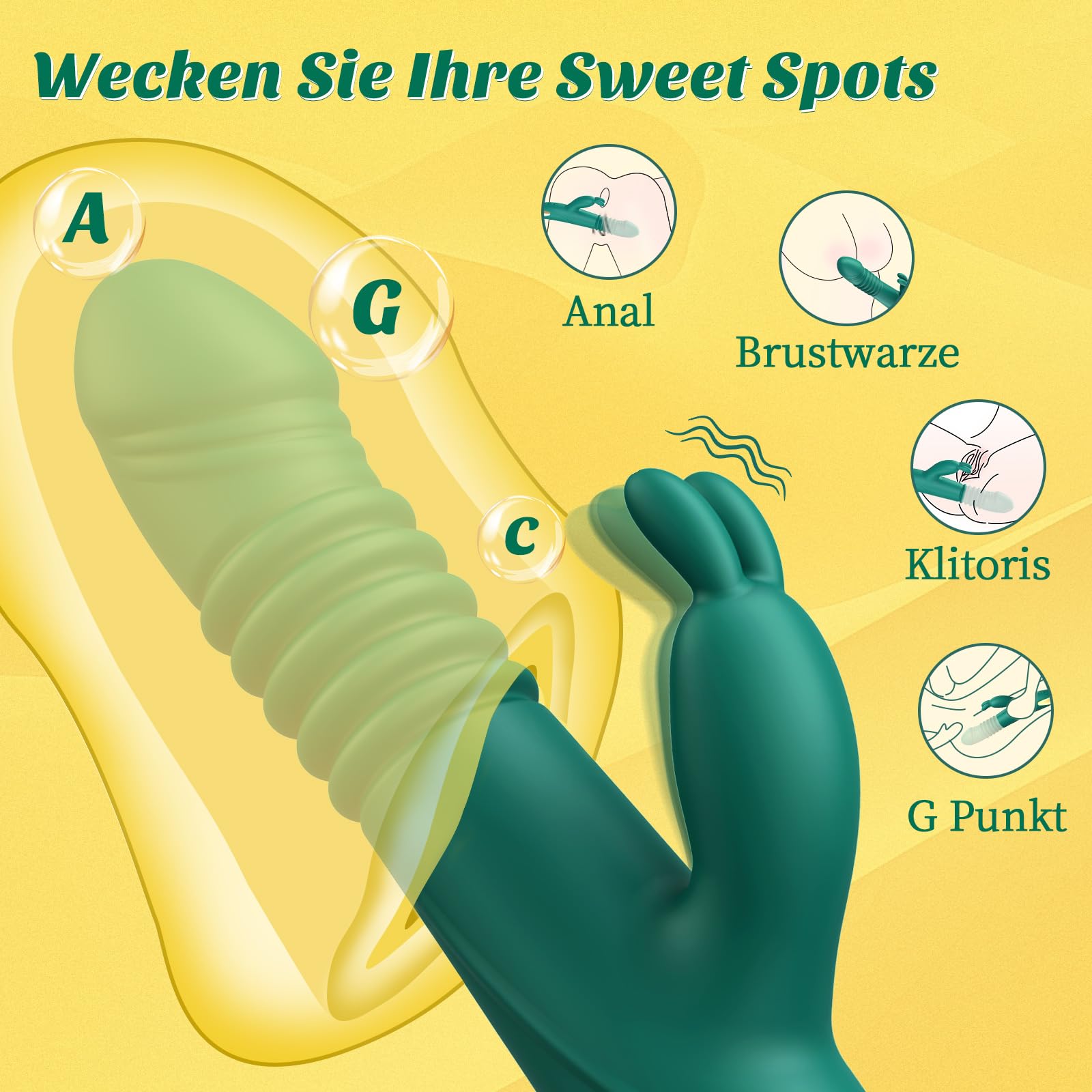 Vibrazione per le donne vibratore di spinta, Dildo Sex Toys per le donne Giocattoli del sesso di coppia Set di vibratori per le donne Clitoride Solo, G Spot Rabbit Vibratore