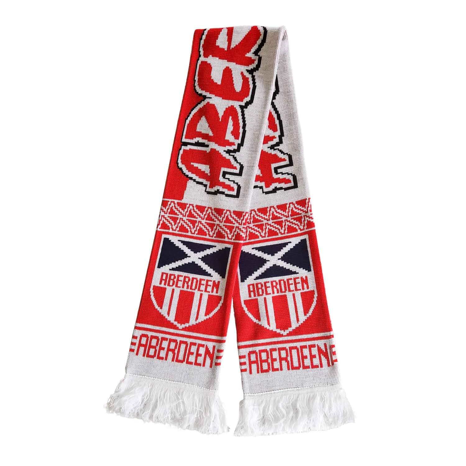 Aberdeen Scarf | Soccer Fan Scarf | Red and White | Premium Acrylic Knit