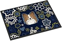 Vista 159 de Caroline's Treasures BB1449JMAT - Tapete de bienvenida de carlino negro, 24 x 36 pulgadas, tapete azul para puerta delantera, para interiores