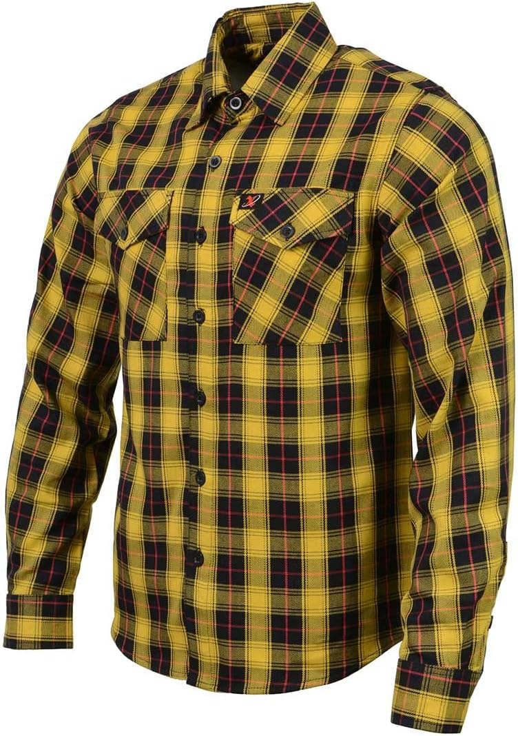 Milwaukee Leather MNG11666 Men's Black and Red with Yellow Long Sleeve Cotton Flannel Shirt