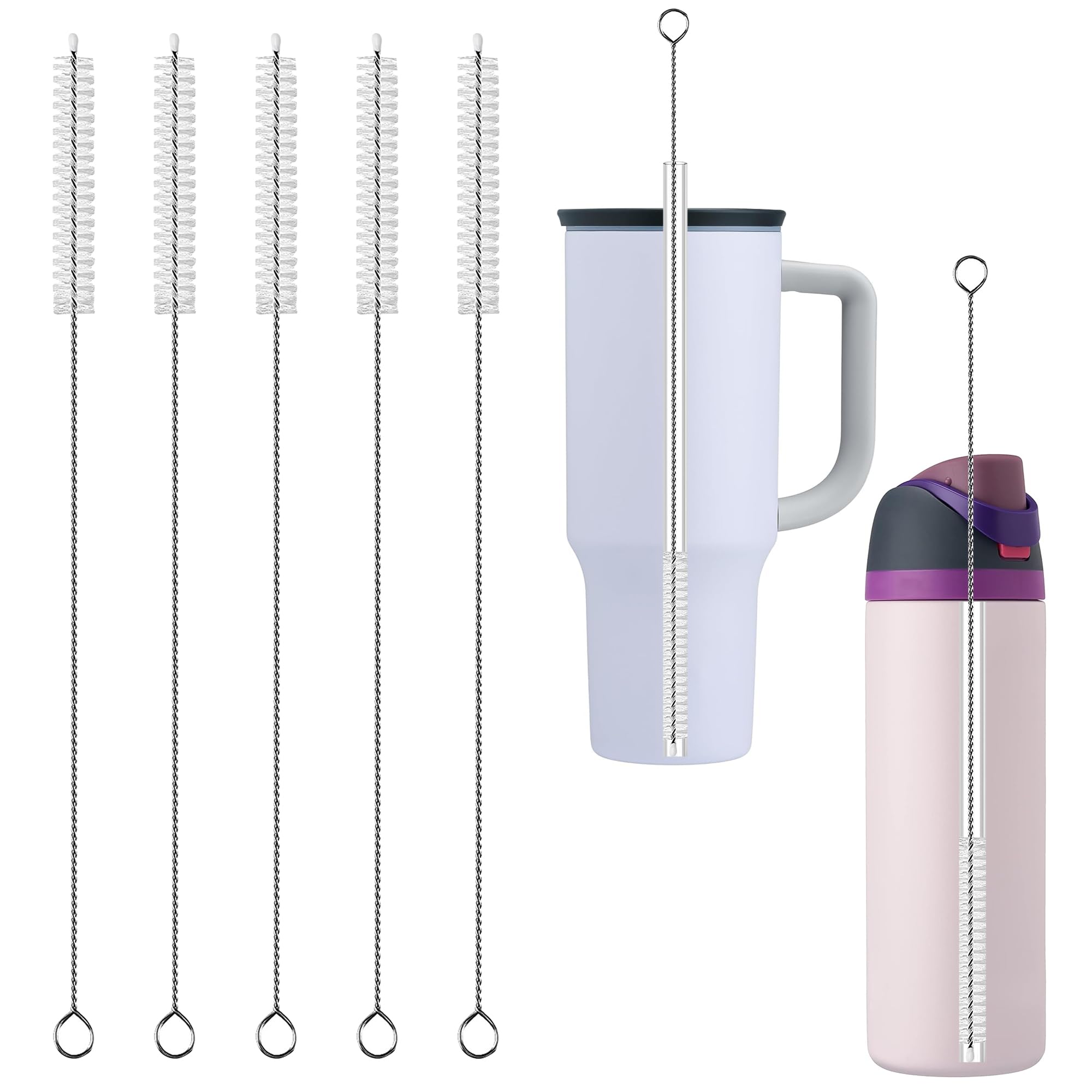 Owala Straw Cleaner Brush - Extra Long 12.5 inch Pipe Cleaners, Extra Wide 10mm Stainless Steel Cleaning Brush Set for Straws on Cups, Water Bottles,