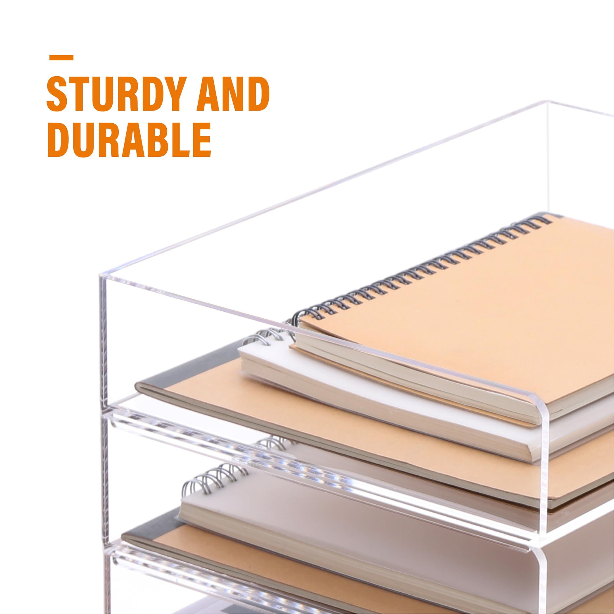 SANRUI 4-stöckiger Papier-Organizer für den Schreibtisch, stapelbare Briefablage, transparente Papierablage, Schreibtisch-A4-Aktenablage, Organizer, Papiersortierer für Büro, Zuhause oder Schule, 31,5