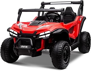 OTTARO 24V XXXL Electric Cars 2 Seater, Ride on Cars Vehicles for Big Kids, 4WD Ride on UTV Truck w/Remote Control, 25" Spacious Seat, 2 Safety Belts, Bright Light, Music Player,Bluetooth(Red)