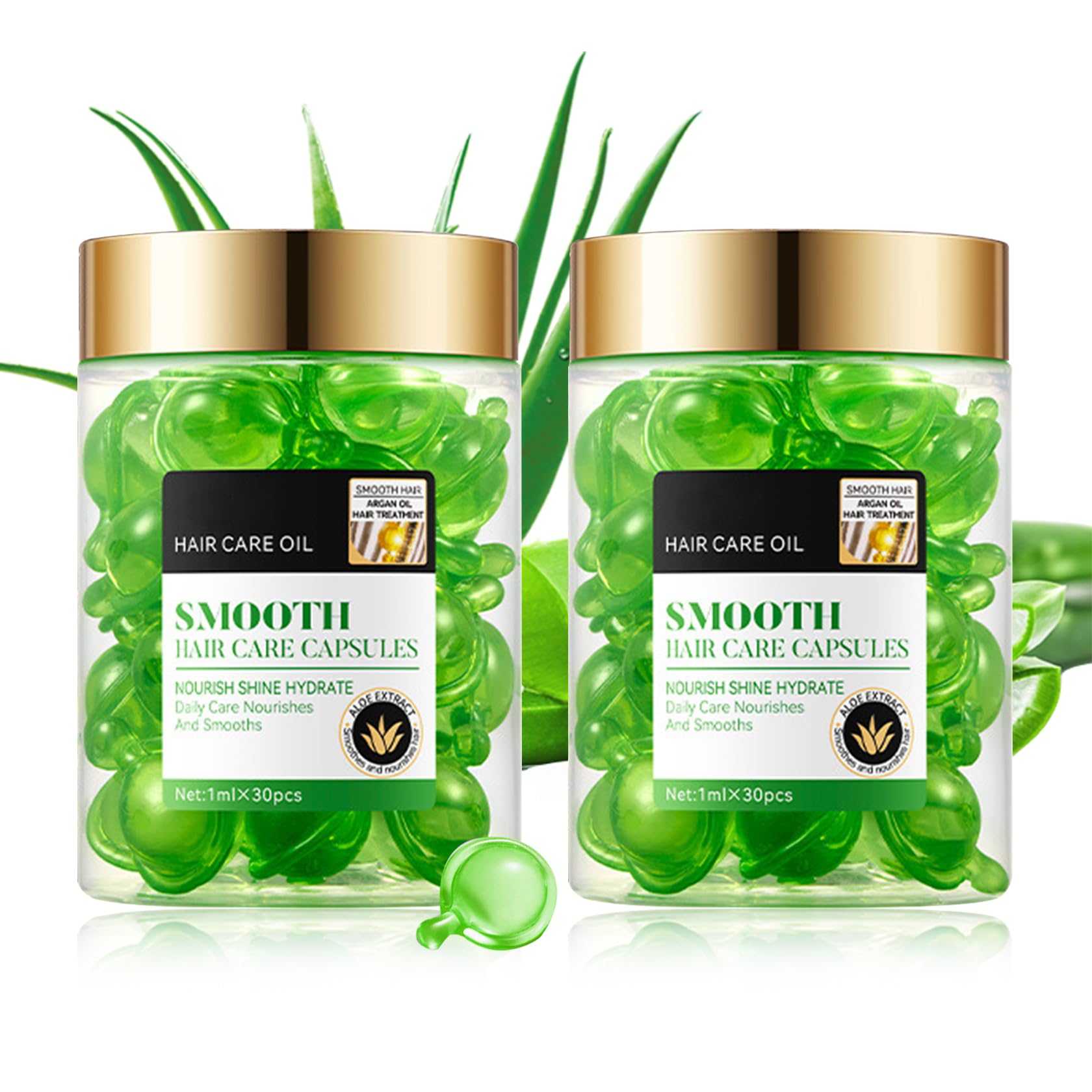 60PCS Hair Serum Oil Capsules, Moisturizing Hair Serum for Frizzy, Dry and Damaged Hair, Smooth, Non-greasy, Refreshing Long Lasting Nourishing Hair