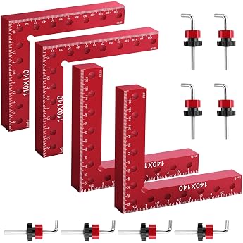Angle Tensioner 4 Pieces 90 Degree Positioning Angle 140 mm/5.5 Inch Angle Clamp Made of Aluminium Woodworking Tools Carpenters Angle for Woodworking DIY Crafts Red