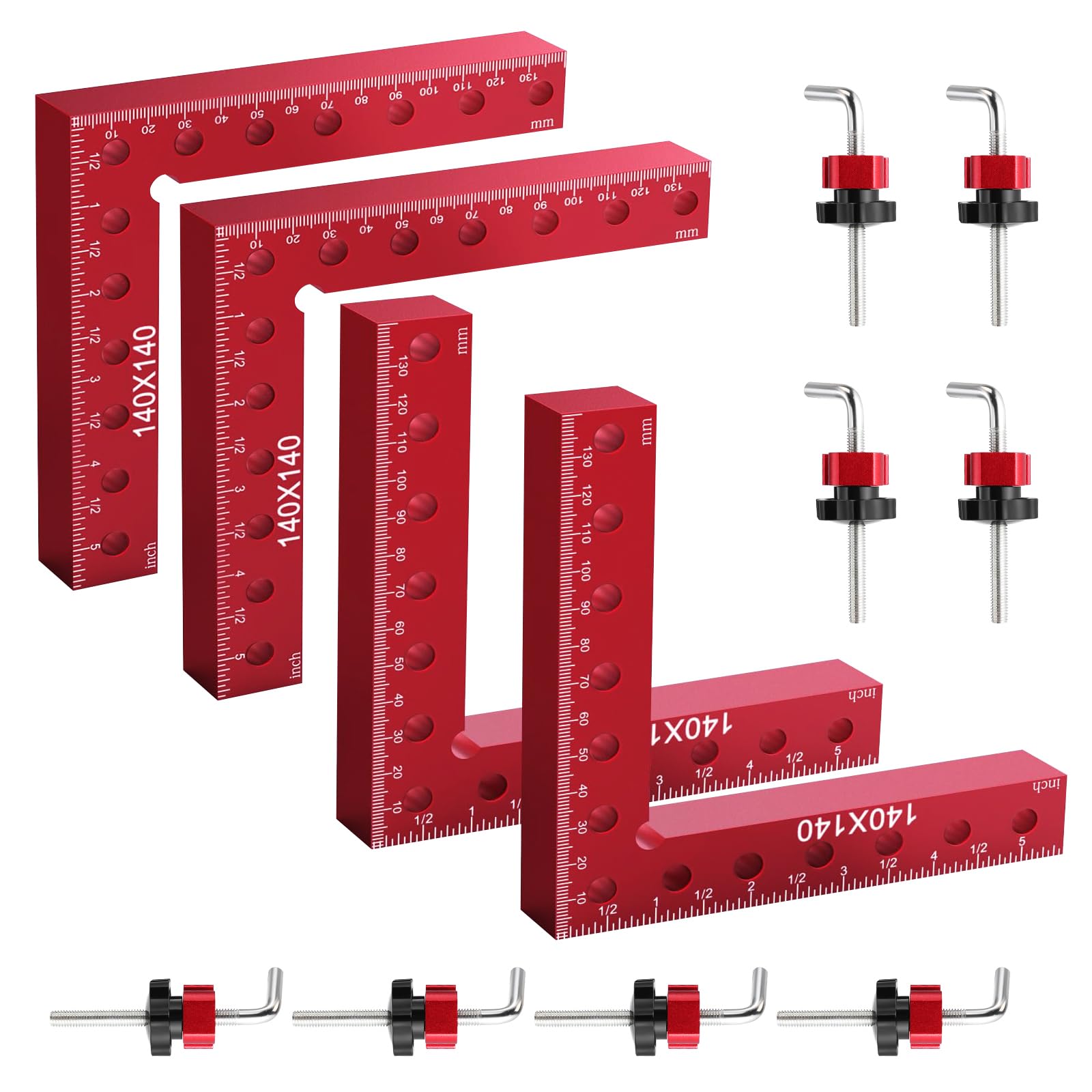 Abrazaderas Angulares, 4 Piezas Escuadra Posicionamiento 90 Grados 140Mm (5,5 Pulgadas) Abrazadera Angular Aluminio Herramientas Carpintería Escuadra Carpintero Para Carpintería Bricolaje Manualidades