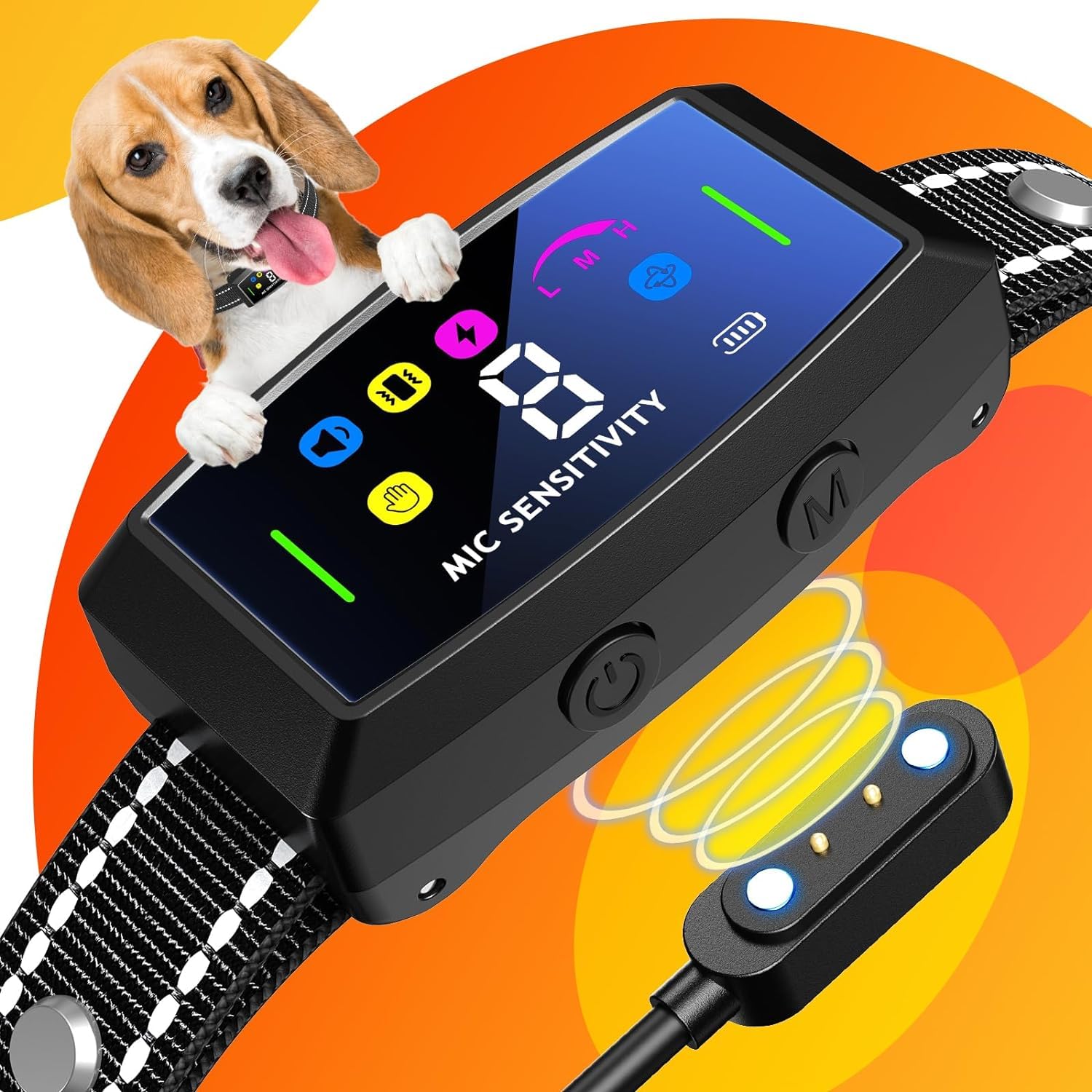 Photo 1 of AI Pro Dog Bark Collar, Bark Collar for Large Medium Small Dogs, Smart Anti Barking Training Collar with 6 Adjustable Mode & 8 Sensitivity, Rechargeable Automatic Stop Barking Collar Black