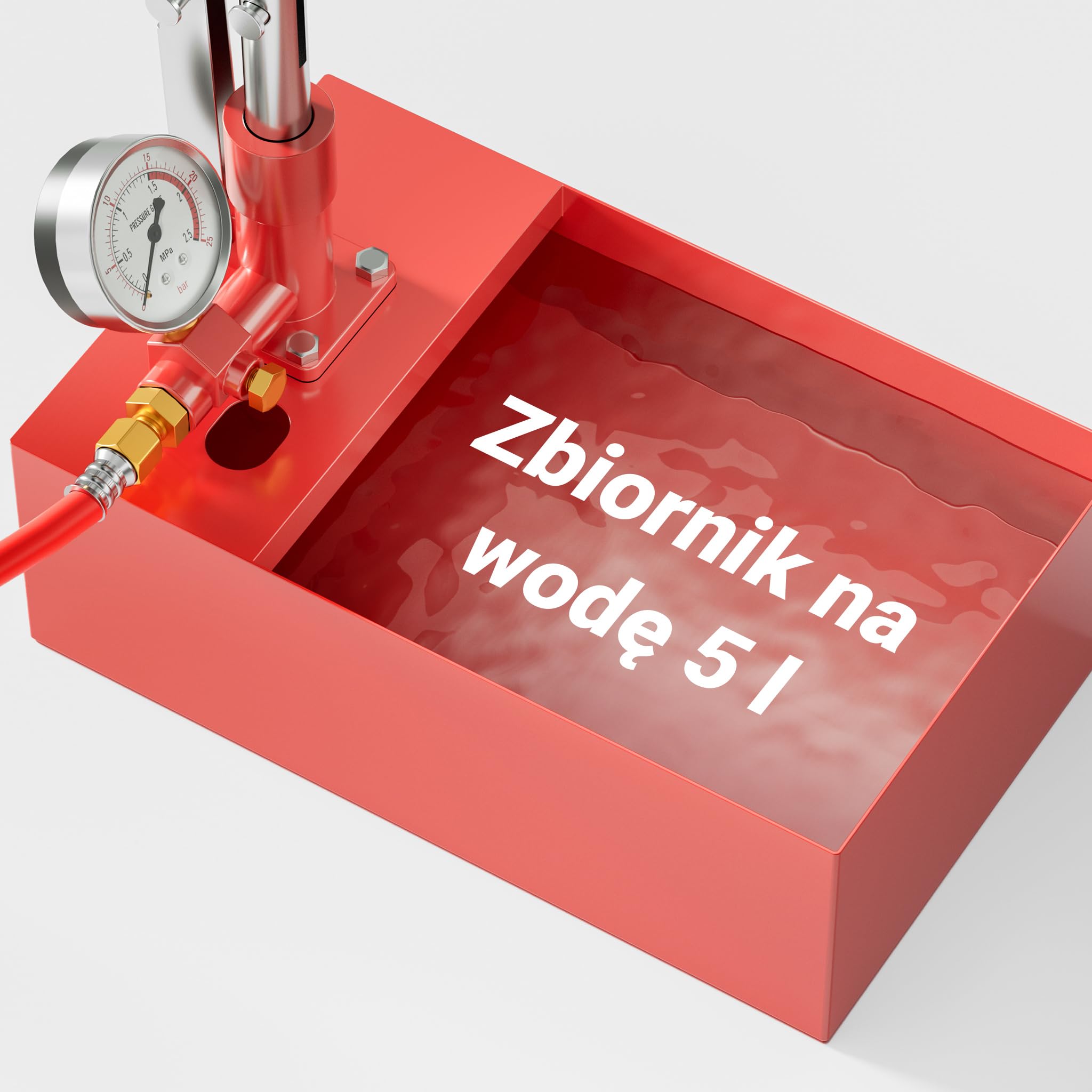 Wiltec Pompa do prób ciśnieniowych 5 l, tester instalacji wodnych 13 ml na pompowanie do testowanie szczelności maks. 25 barów