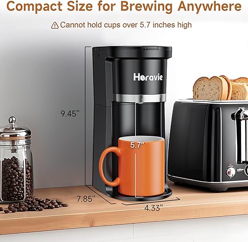 Miniatura 4 de Cafetera pequeña de una sola porción, cafetera rápida de una taza para taza K y molidos, tamaños de preparación de 6 a 12 onzas, cafetera de