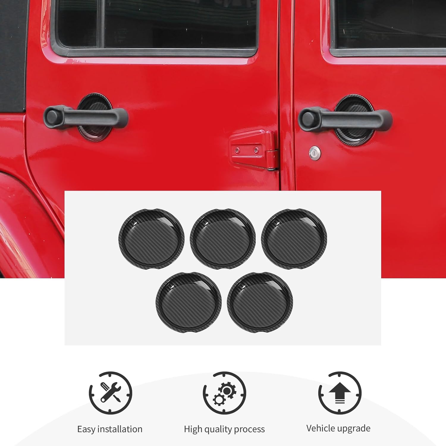 Door Handles Bowl Cover Trim Compatible with Jeep Wrangler JK JKU 2007-2018 Recess Guard Decor Protect Exterior Accessories