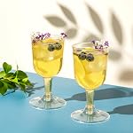 Coloch 50 Pack Elegant Plastic Wine Glasses with Stem, 5 Oz/140 ml Gold Glitter Disposable Wine Cups, Sturdy Plastic Goblet Party, Wedding, Birthdays, Champagne, Picnic, New Year's Eve Celebrations