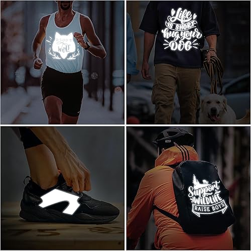 Miniatura 5 de VINYL FROG Rollo de vinilo reflectante de transferencia de calor, 12 x 40 pulgadas, cambia de color debajo de la linterna, vinilo HTV fácil de