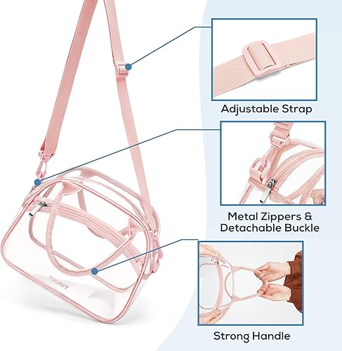 Miniatura 5 de TOURIT Bolsa de almuerzo transparente aprobada por el estadio con correa ajustable transparente para mujeres, hombres, trabajo, escuela