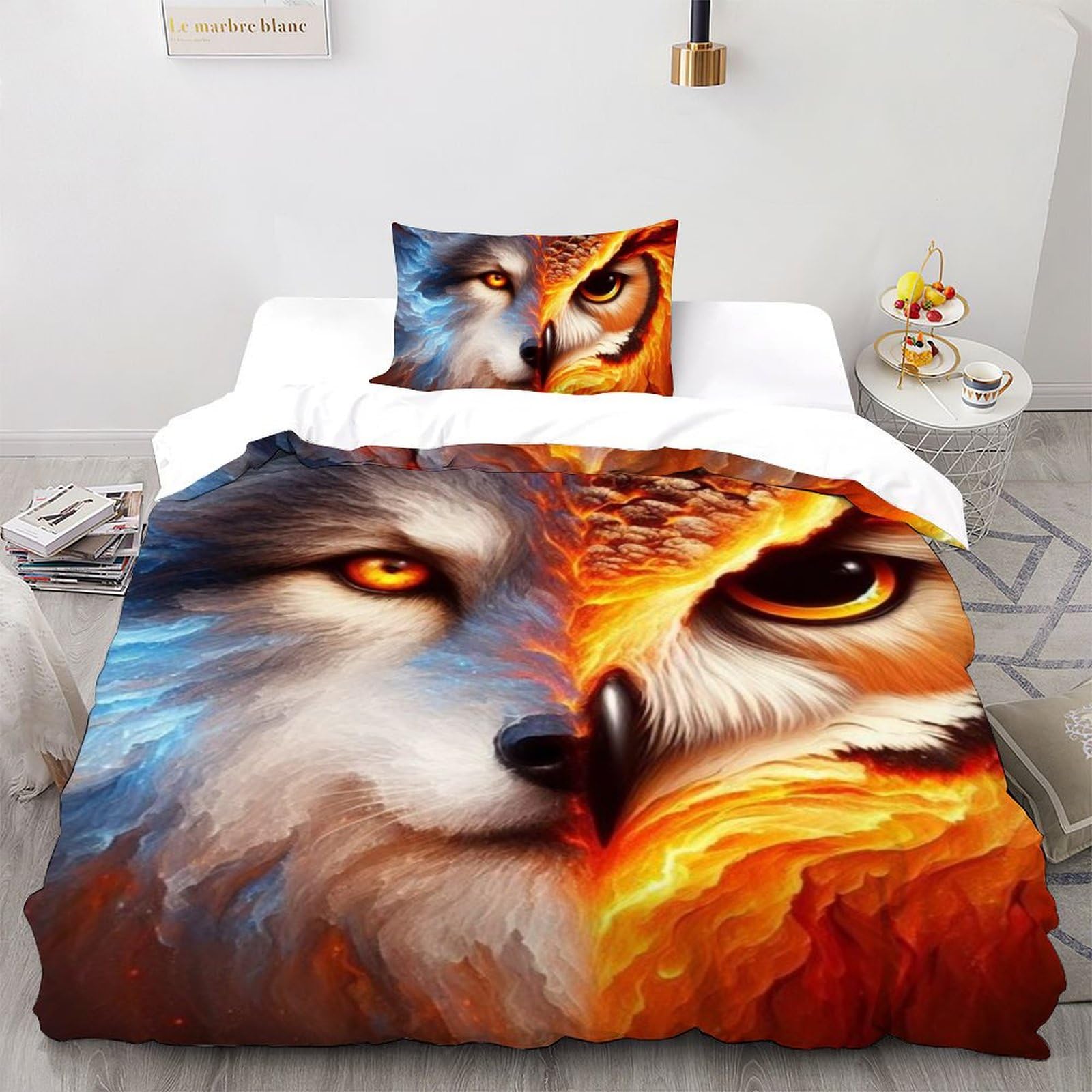 Housse de couette hibou en microfibre pour décorer la chambre de votre fille avec des animaux 3D
