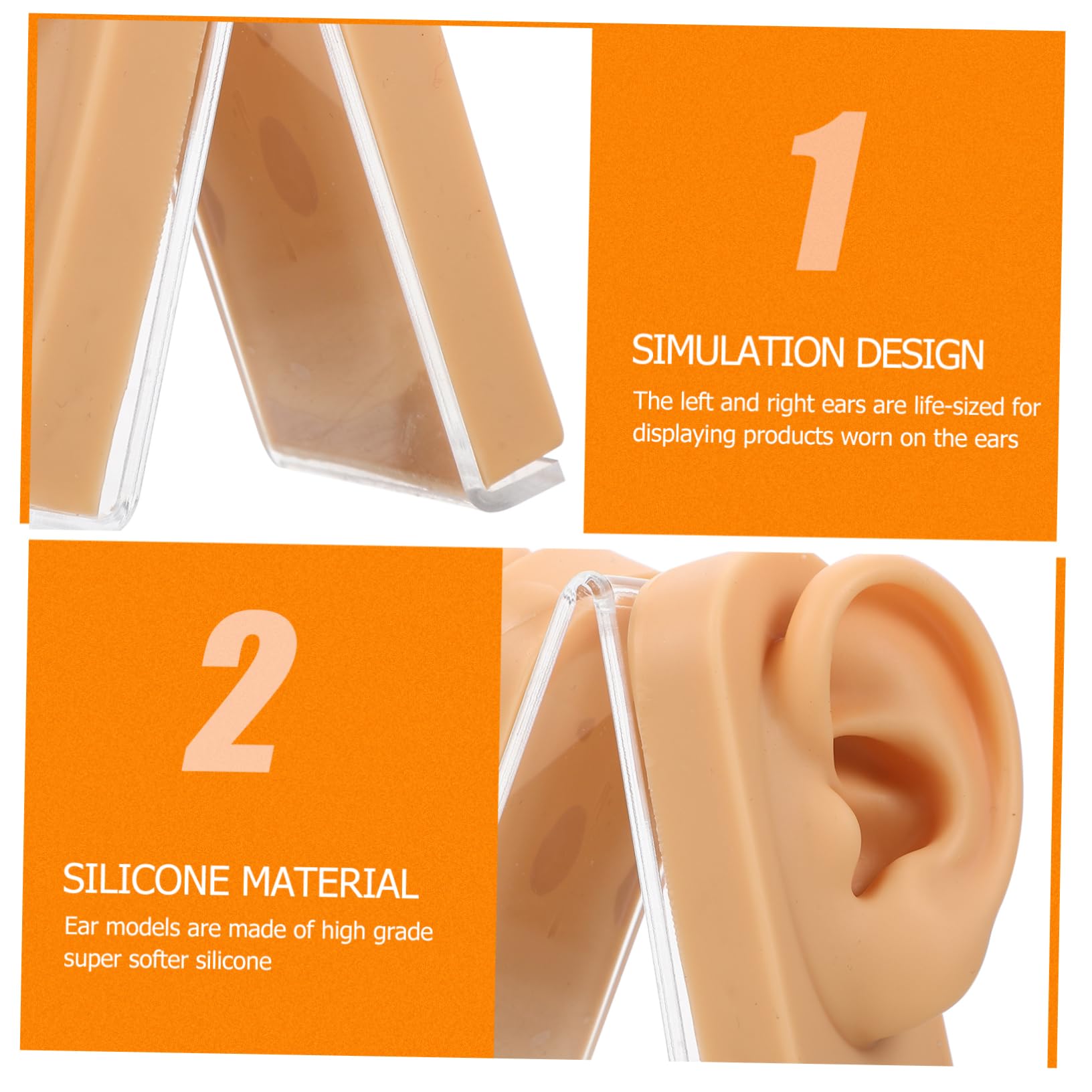FOMIYES Silicone Ear Piercing Model Ear Display Earring Stand for Jewelry Piercing Practice Otolaryngology Tool