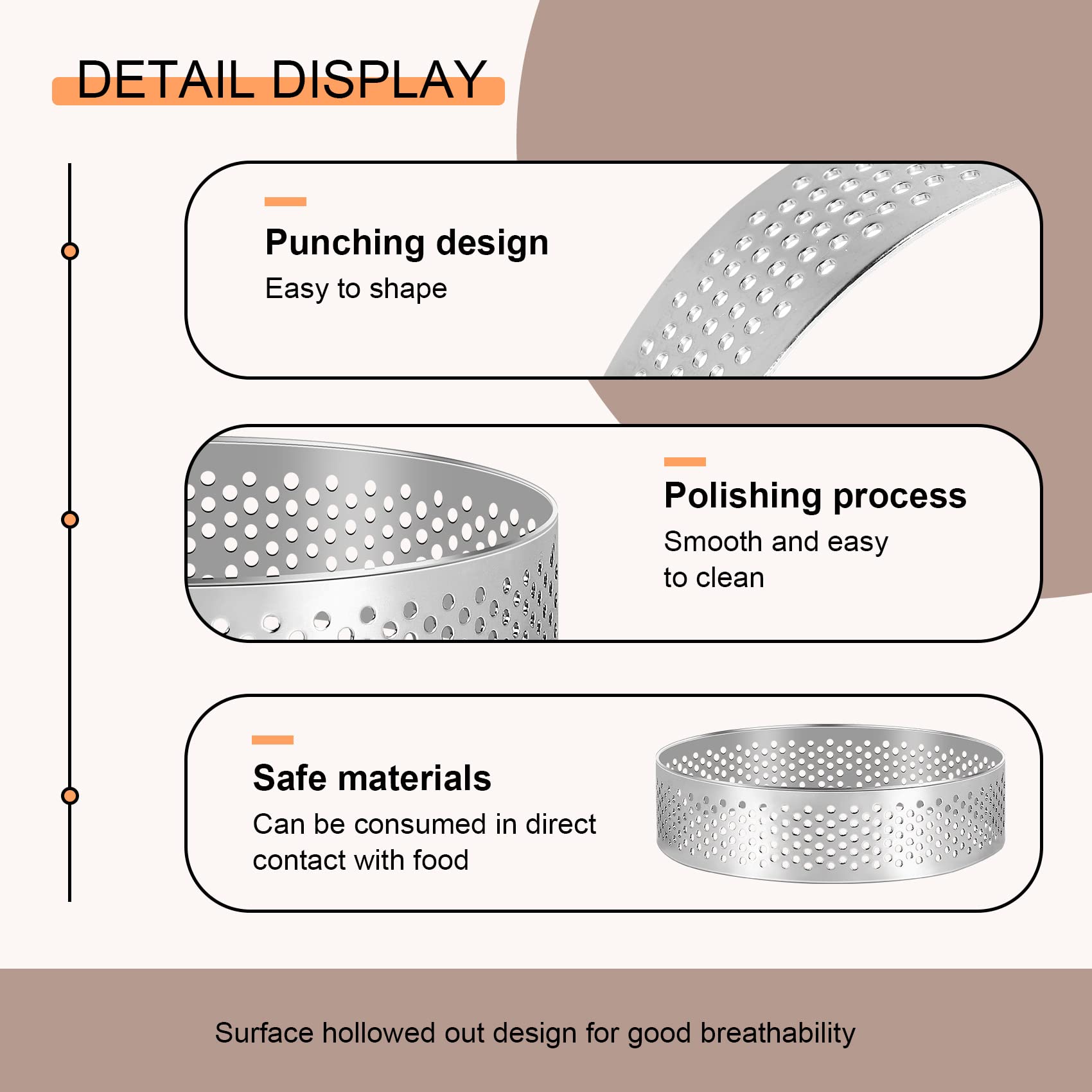 Tokiudeeir 15Piece Tart Ring Heat- Perforated Cake Mousse Ring Round Ring Stainless Steel - Image 3