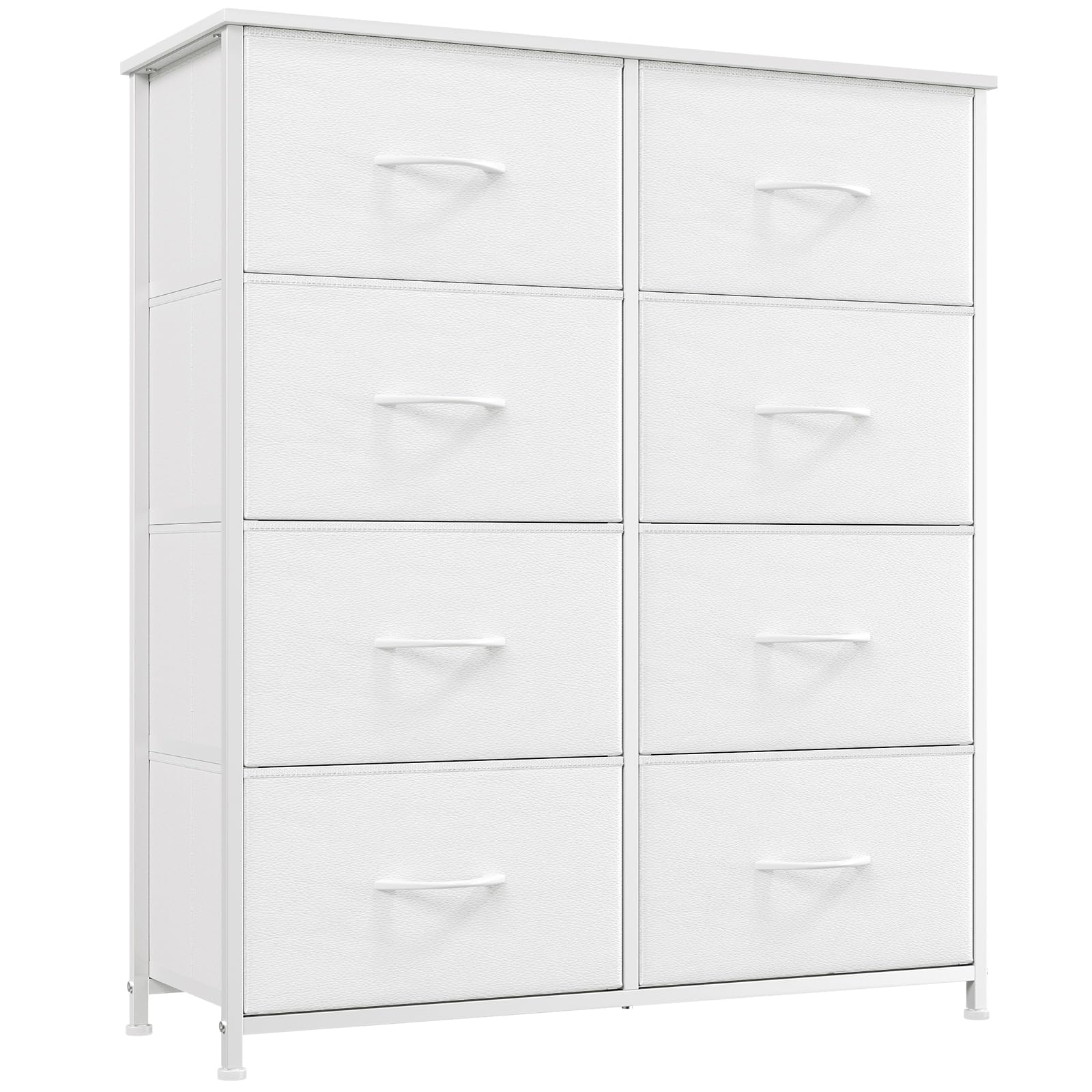 Somdot Kommode mit Schubladen aus Stoff, Komodenschrank, Kommode für Schlafzimmer Wohnzimmer Flur, Schubladenschrank Aufbewahrungsschrank Stoffkommode, 8 Stoffschubladen, Weiß