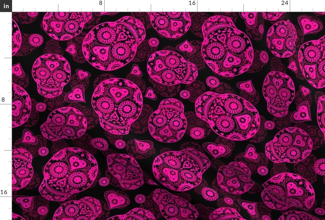 Spoonflower Fabric - Pink Sugar Skulls De Day Dead Skull Calaveras Hearts Printed on Minky Fabric by The Yard - Sewing Baby Blankets Quilt Backing Plush