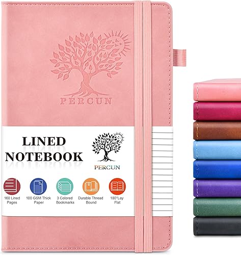 Miniatura 8 de Cuaderno rayado para hombres y mujeres, 160 páginas con rayas universitarias para escribir, cuadernos A5 de cuero de tapa dura para el trabajo,