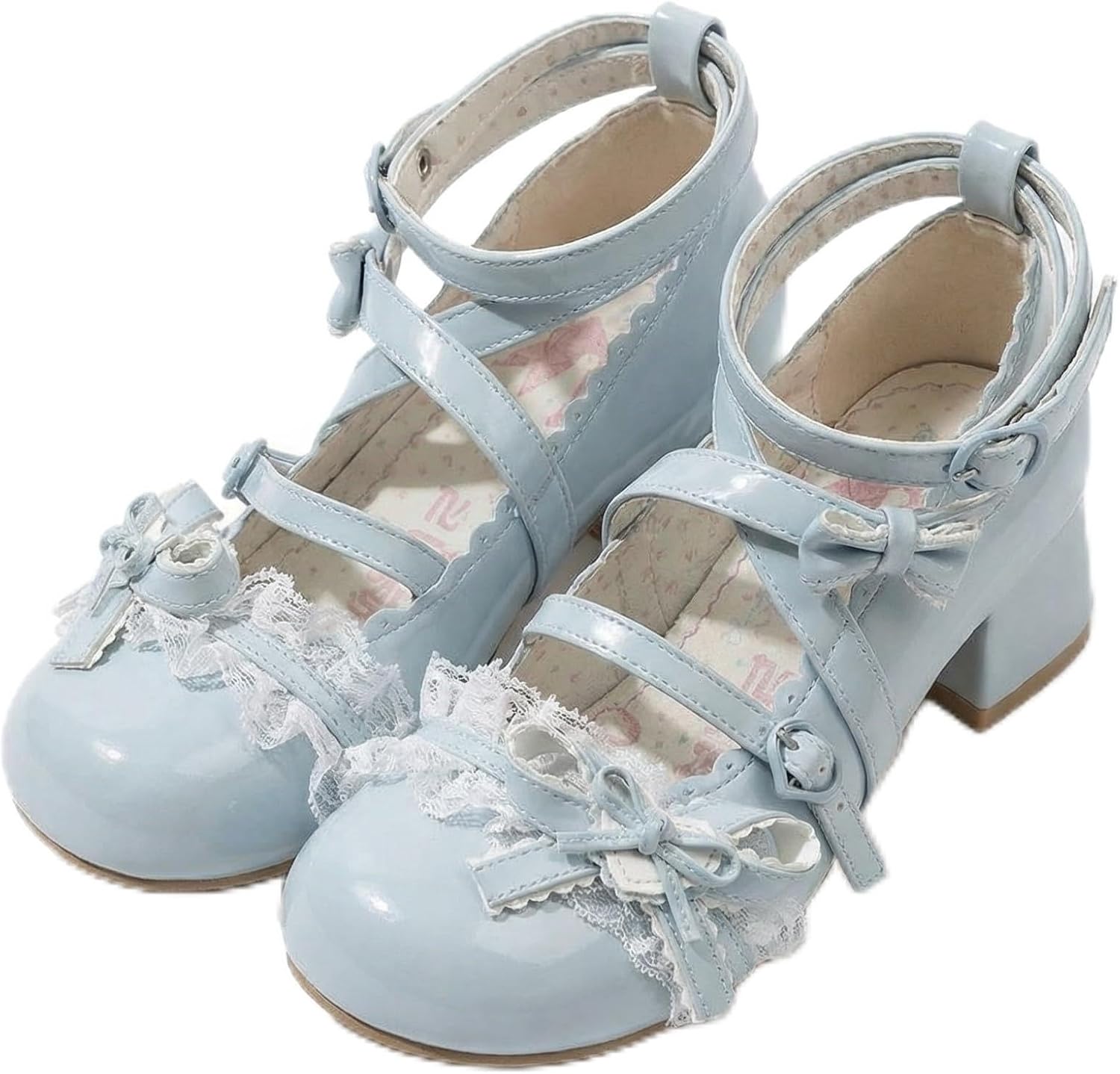 Kawaii Cute Mary Jane Shoes for Women Sweet Lolita Pumps Chunky Heel Strap Cosplay Dress Shoes