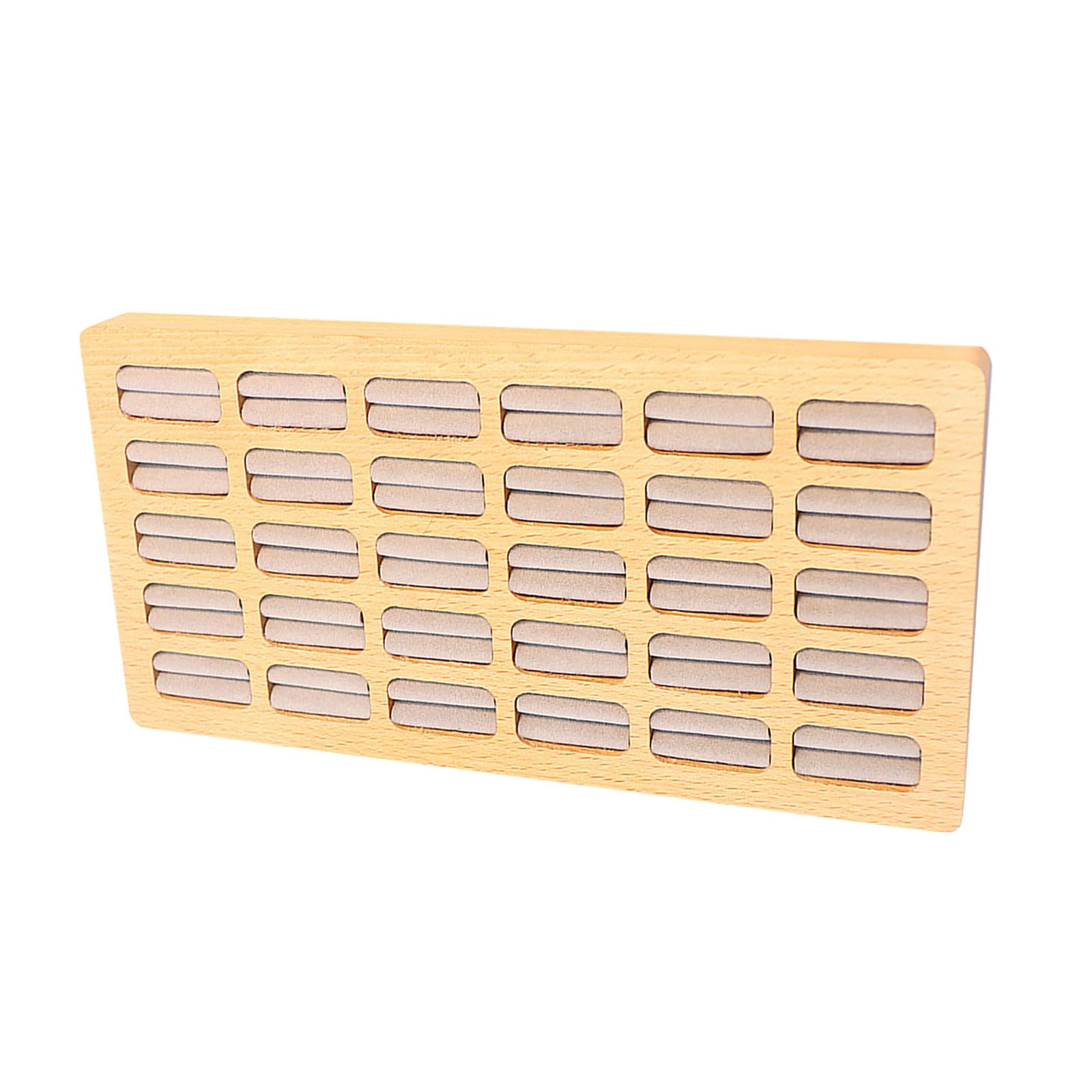 30 Slots Wooden Ring Storage Tray Sturdy Wooden Jewelry Organizer Tray Holder for Vendor Jewelry Display with 30 Slots Rings, フリーサイズ