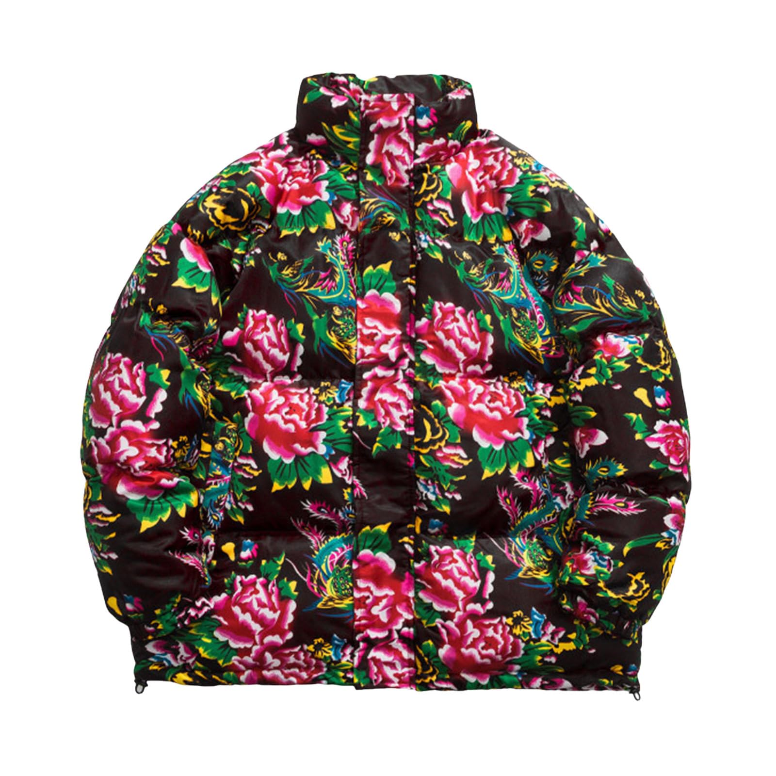 Plumas Largo Hombre, Abrigo Hombre Invierno Casual,Abrigo De AlgodóN Con Flores Grandes De PeoníA Suelta De Estilo éTnico De Flores Grandes Del Noreste Para Hombres Abrigo Exterior De AlgodóN CáLido