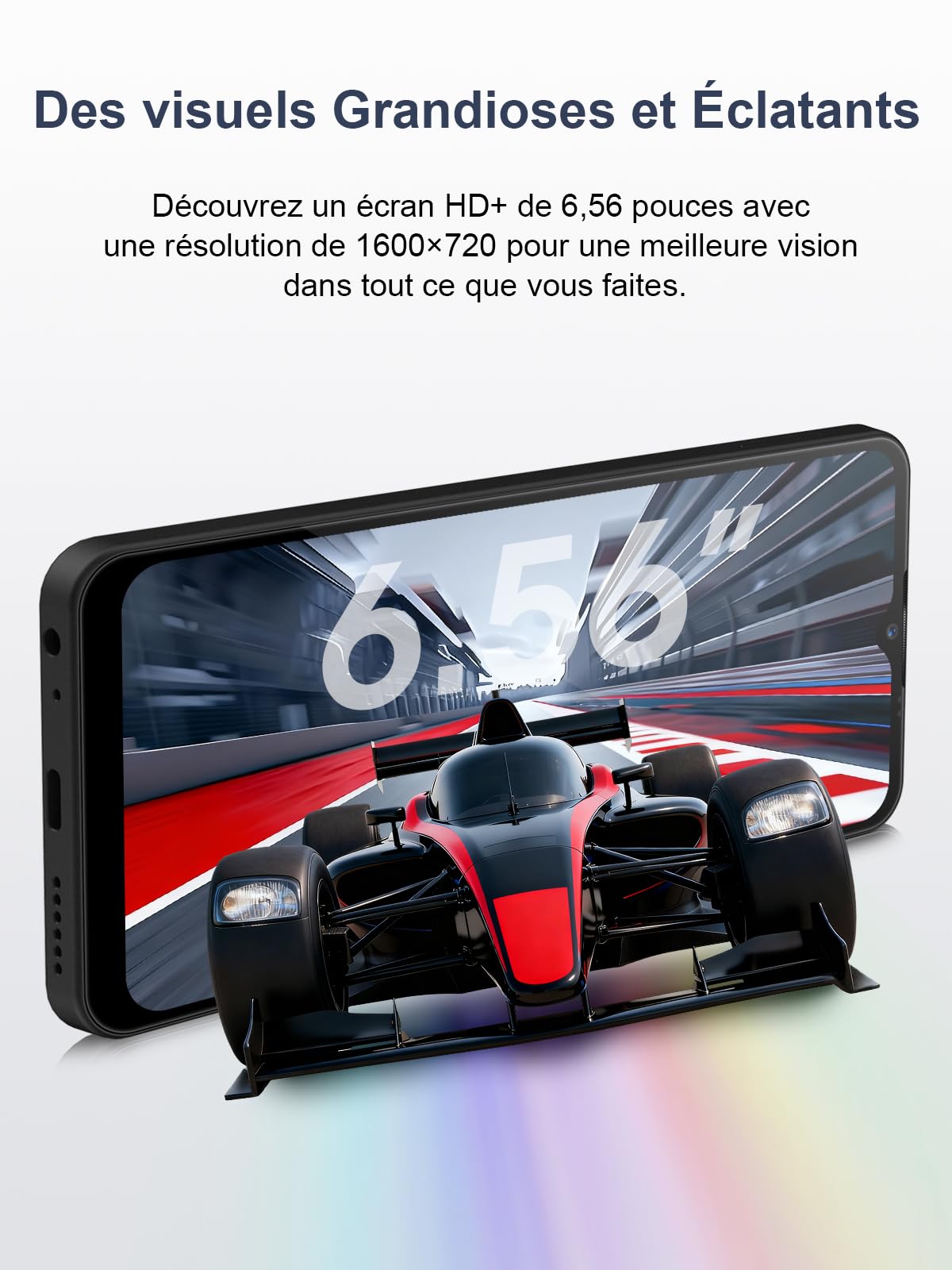 invens Note 12P Téléphone Portable Pas Cher, Écran 6.6" HD+, Caméra 48MP+8MP, Batterie 5000mAh, 16GB RAM 128GB ROM, Android 15 Smartphone débloqués, Double SIM + TF, Face ID/Empreinte, Bleu Cyber