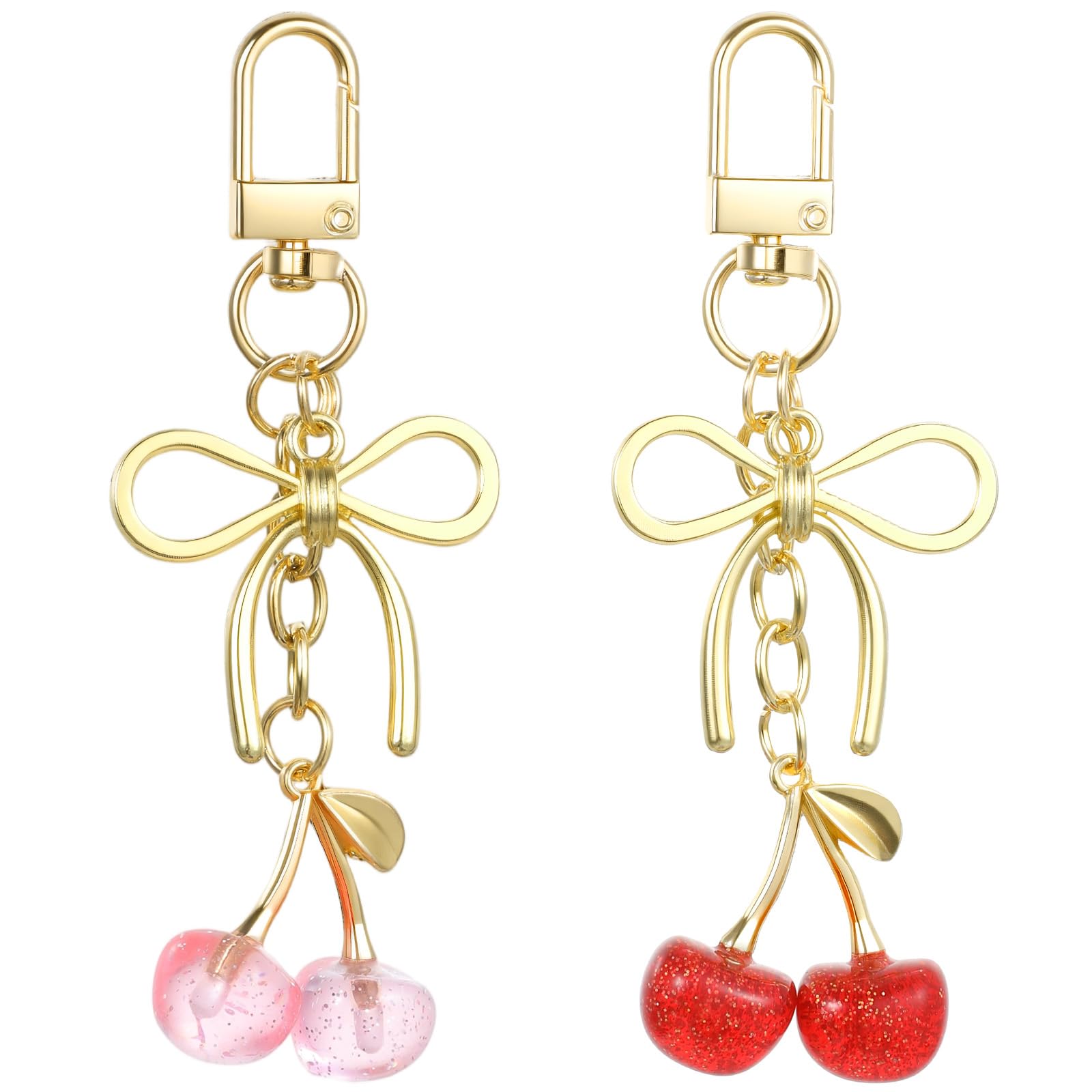 Bremorou 2 stuks tassenaanhanger voor dames, schattige sleutelhanger, kersen hanger voor tassen, portemonnee hanger, kersen hanger, bag charm, cherry geschenk, Y2K voor portemonnees, handtassen