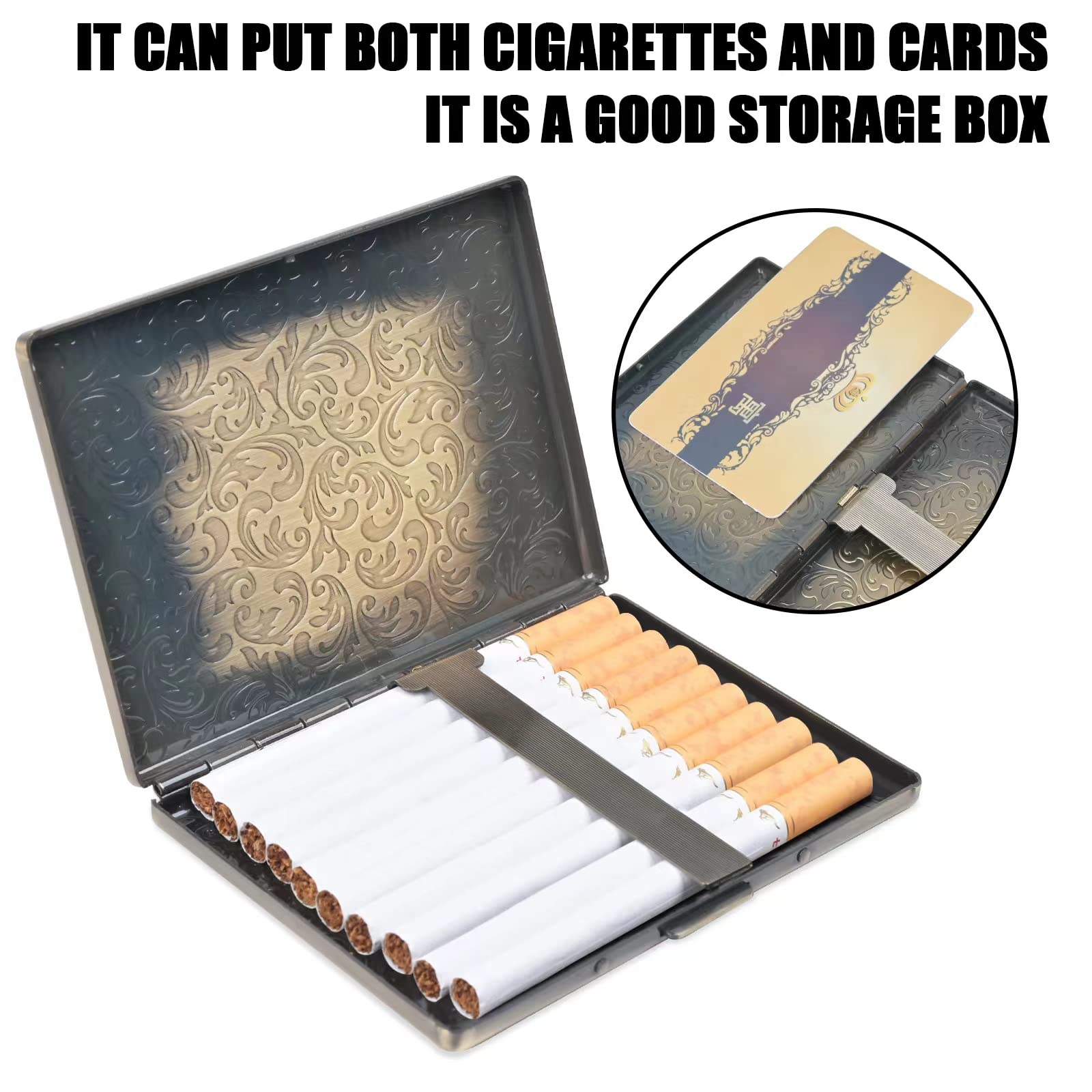 Thickened Cigarette case 10 100s Men's and Women's Cigarettes Single-Sided (Wide - Bronze)