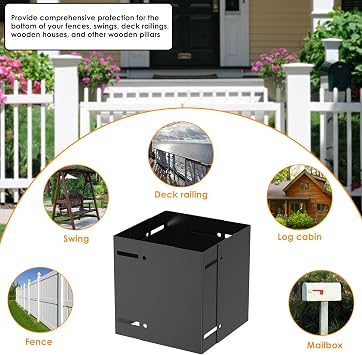 Post Protector Rustproof Post Base Protectors Adjustable Range 3.3-6 Inch Waterproof Fences Guard Bracket for Wood Mailbox Pergolas Gazebos Pavilion Deck Railing