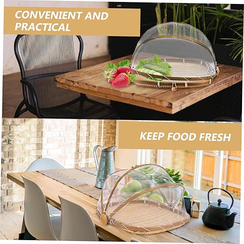 Miniatura 7 de UPKOCH 1 recogedor de bambú cesta de madera paleta de bambú bandeja de servir bandeja redonda bandeja de ratán bandeja de almacenamiento cestas con