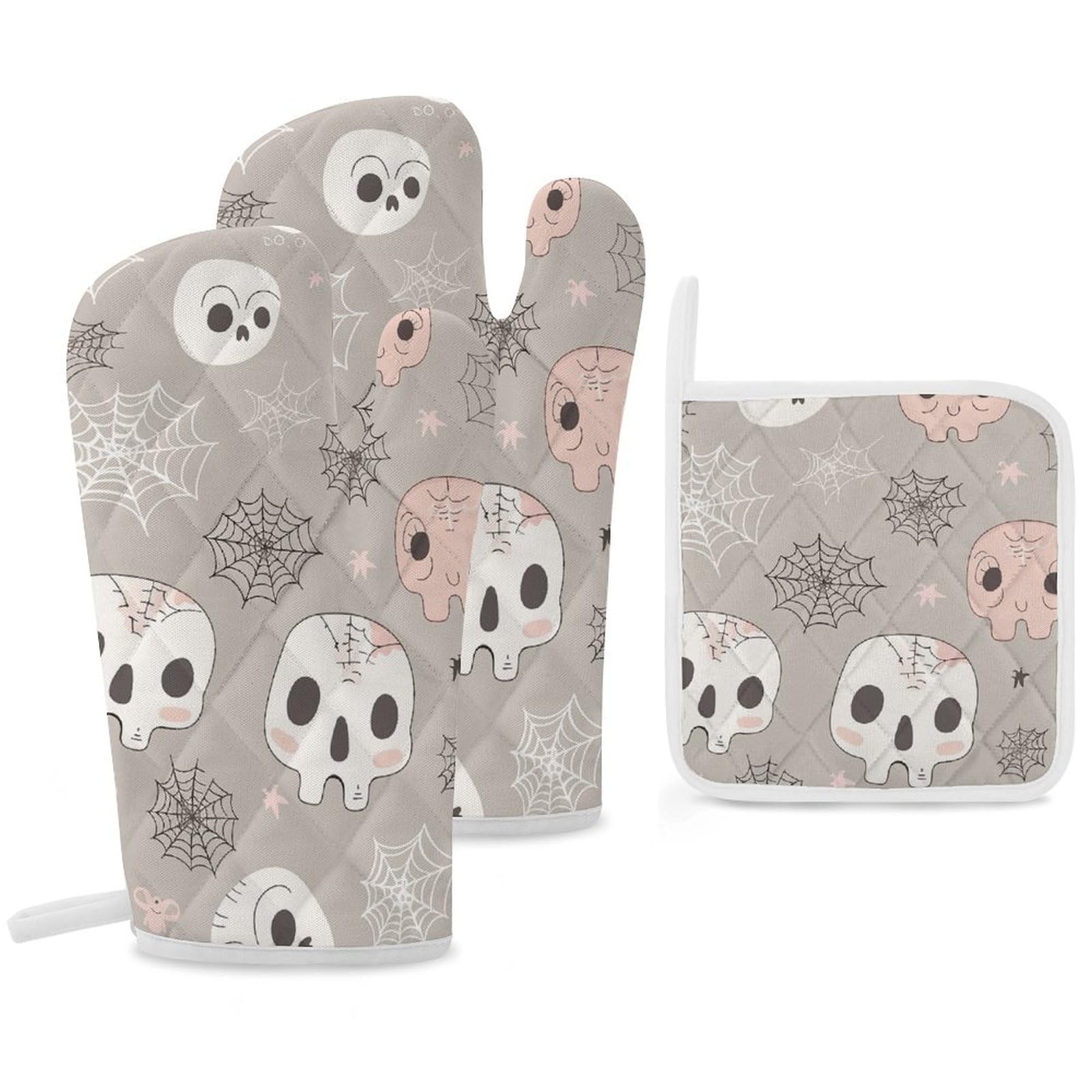 Gants de cuisine et maniques isolants anti-brûlure à motif gothique