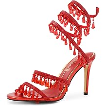 Rhinestone High Heels for Women Ankle Wrap Stiletto Sandals with Crystal Pendants Sexy Party Bridal Evening Sparkly Stiletto High Shoes