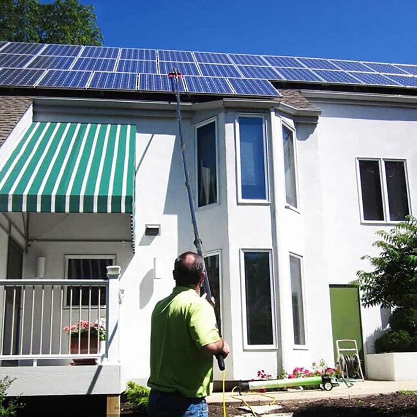 TONAUA Perche Télescopique De 1 À 12m, Brosse Télescopique Hydroscopique pour Nettoyer Les Panneaux Photovoltaïques et Solaires Kit De Nettoyage De Perche Télescopique (sans Pinceaux)
