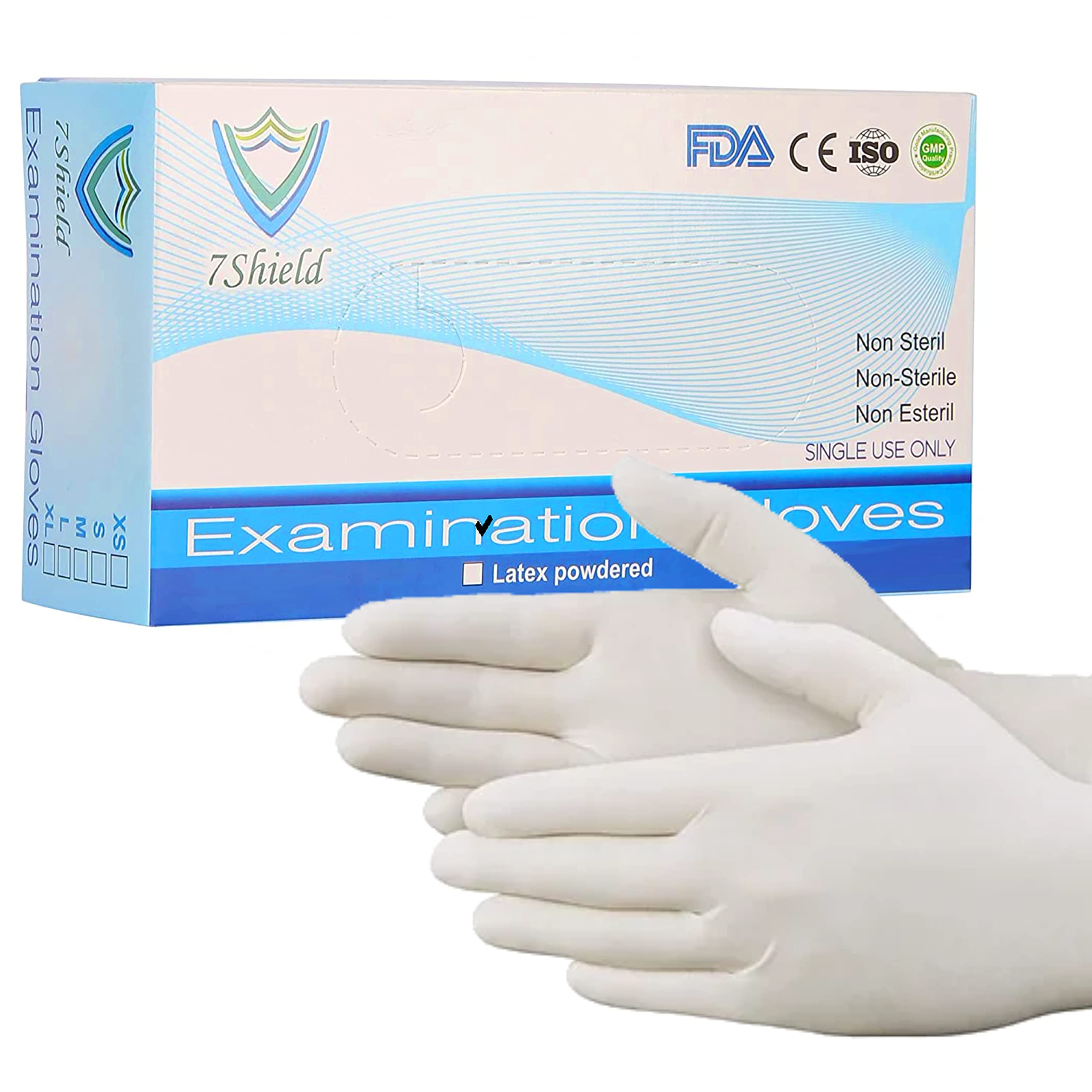7Shield Latex Examination Hand Gloves, Medium Size, Medical Disposable Gloves Non-Sterile & Less Powdered, Surgical Gloves(White-100) (B0BRQ23BGK) Amazon Price History, Amazon Price Tracker