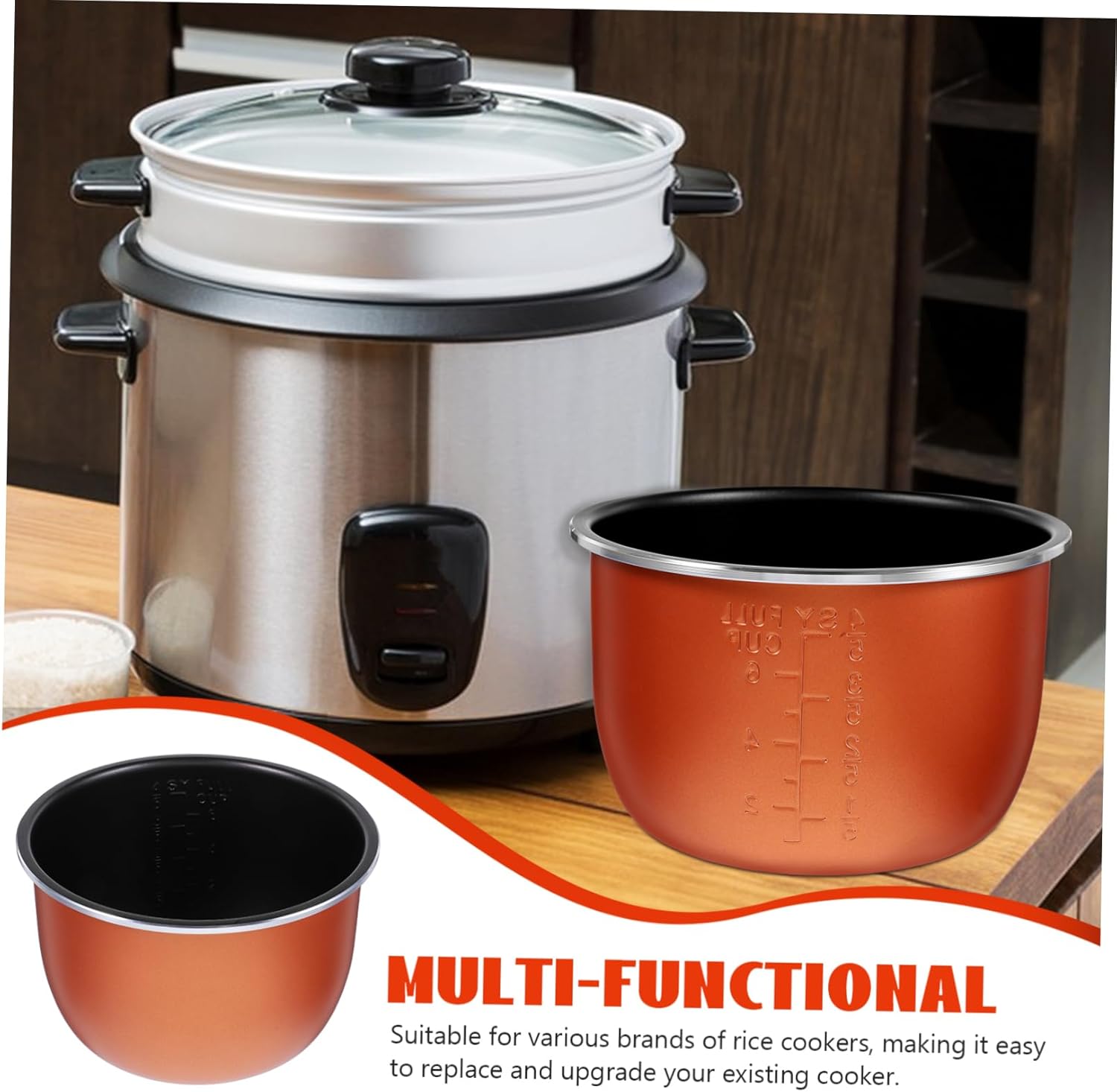 ULTECHNOVO Nonstick Electric Rice Cooker Inner Pot Liner Insert for Pressure Cookers Fast Heating Family Sized Capacity Compatible with Various Rice Cooker Brands