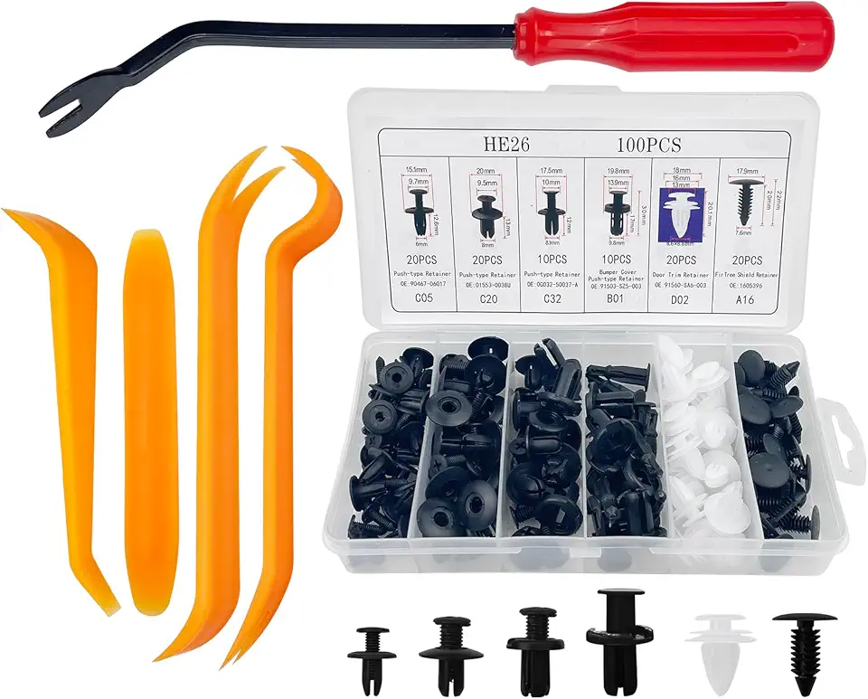 Bilklädsel monteringskit med plastnitar