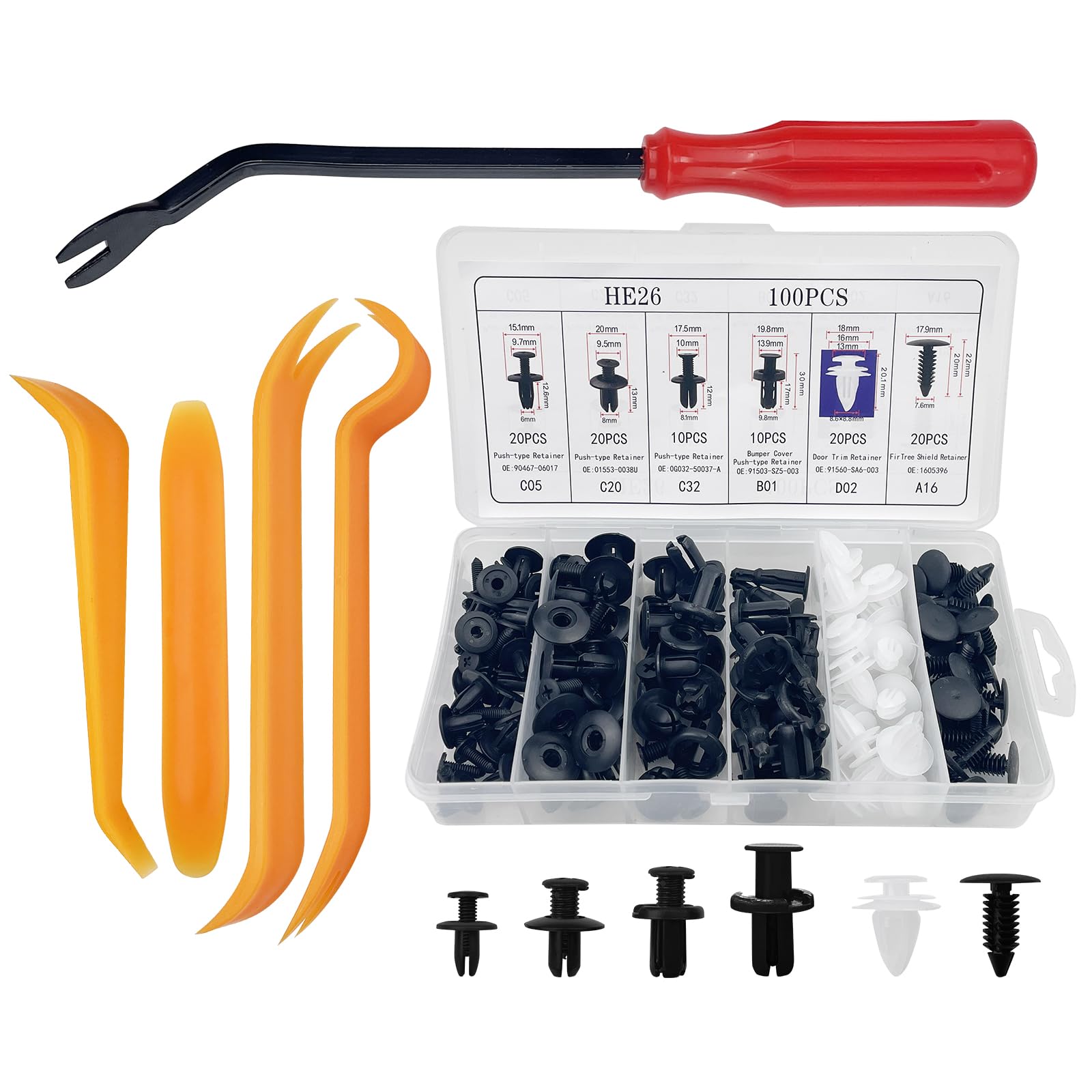 50 Clips Et Vis Auto M5x16mm - Fixation Carrosserie Voiture, SUV, Camping-car - Kit Réparation Rapide