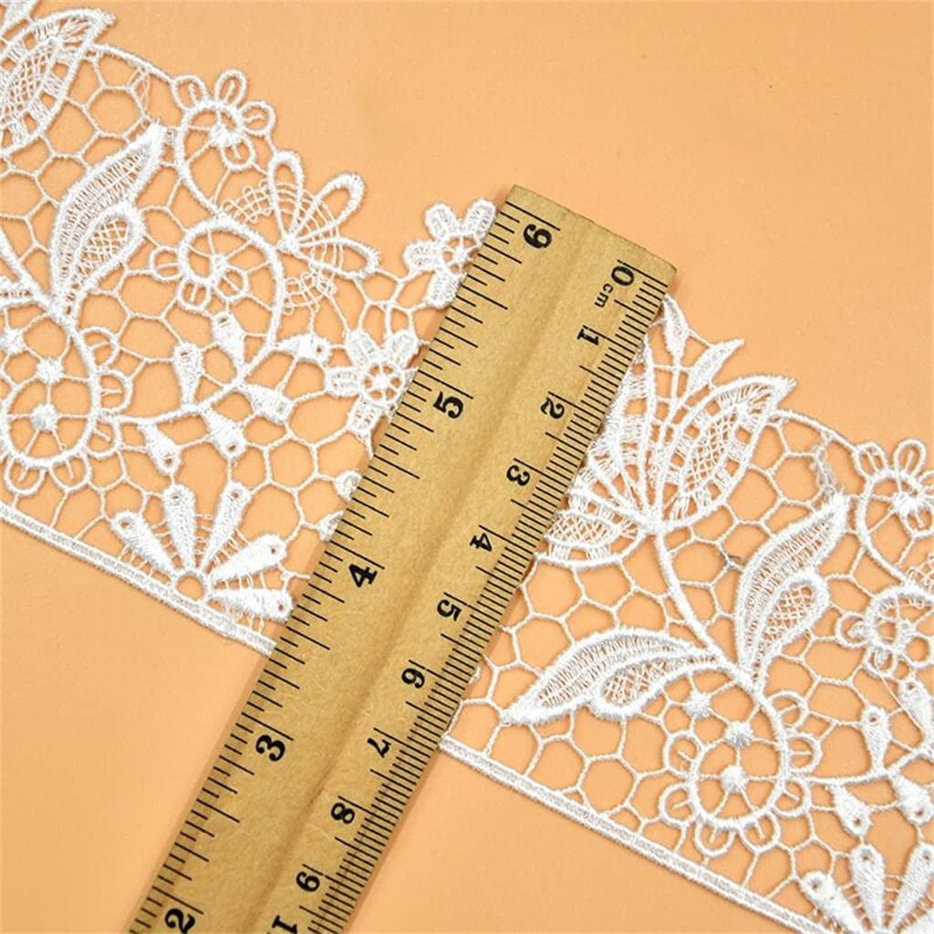 Dentelle brodée Matériel Guipure Appliques Col Décolleté Garniture Rideaux Robes Dentelle Accessoires de Couture (Couleur : Blanc, Taille : 6.5CM) (Blanc 6.5CM)