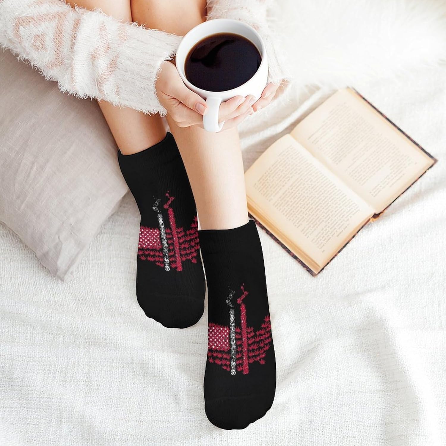USA Weed Flag Socks for Men Women 5 Pairs Ankle Socks