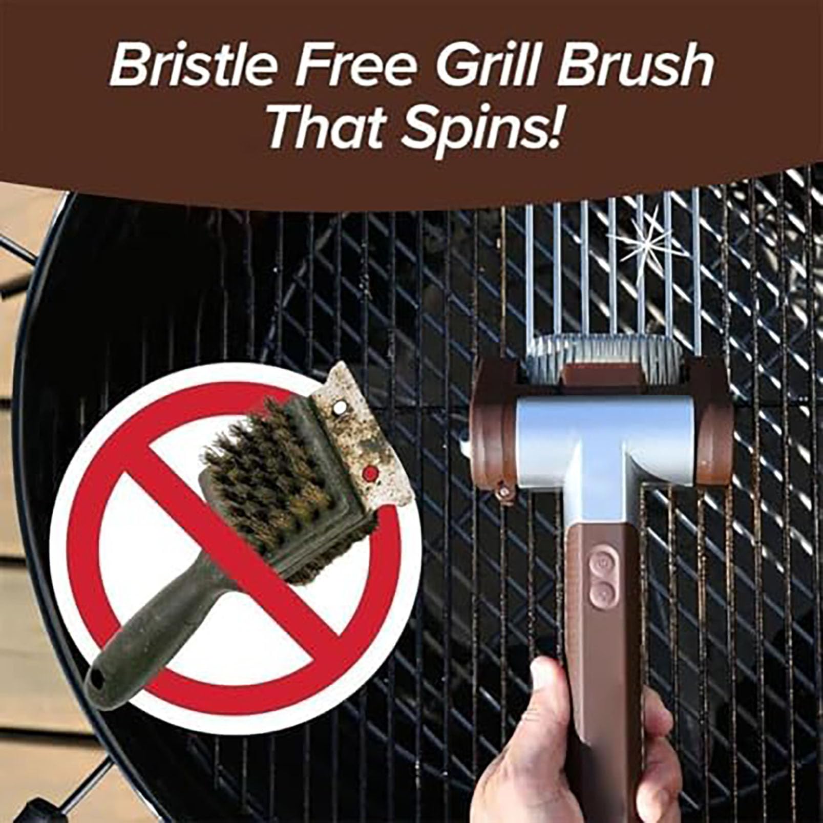 Cepillo Eléctrico para Parrilla, Limpiador Recargable, Cabezal de Acero Inoxidable 304, 350 RPM, Batería de 2600 Mah, Limpiador de Parrilla Exterior para Barbacoas, Parrillas Exteriores