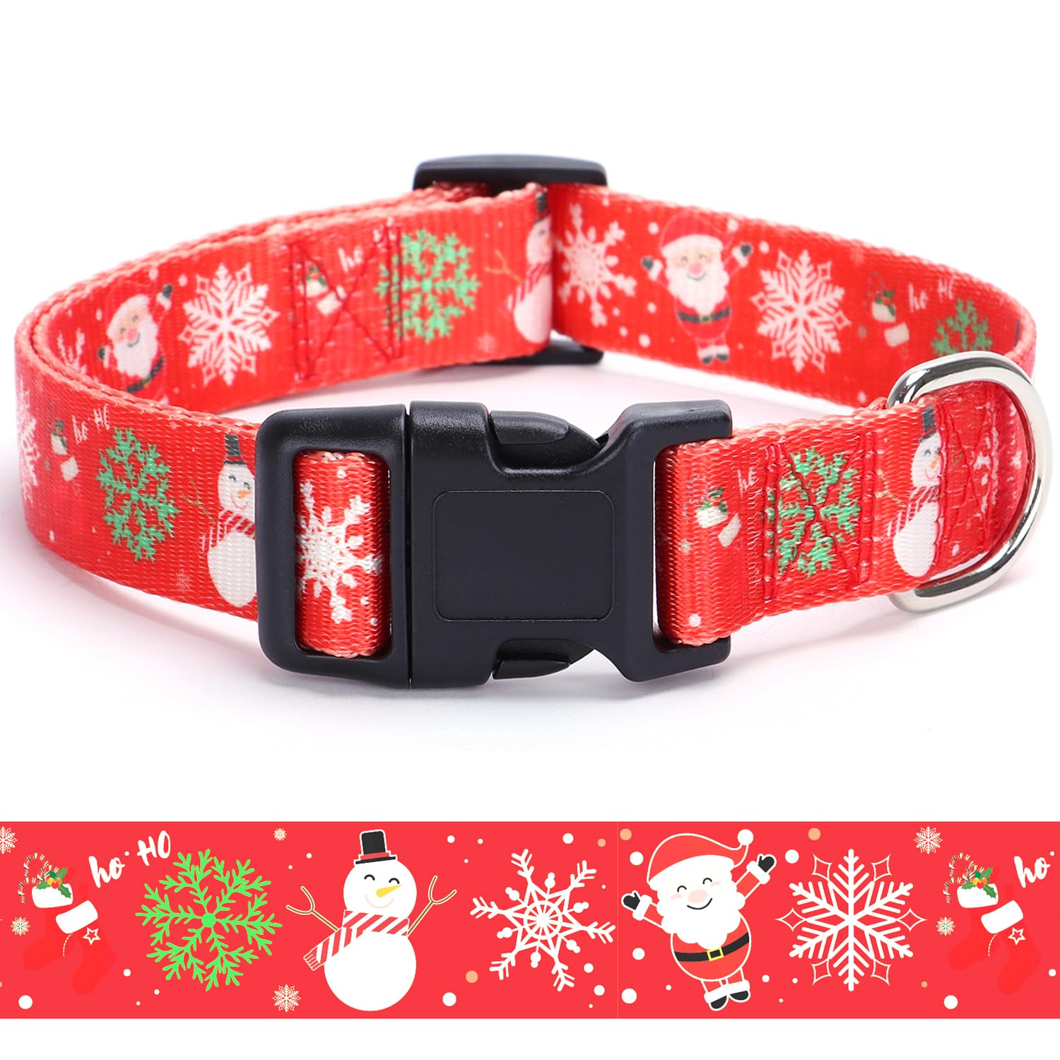 BOOMIBOO Christmas Dog Collar with Buckle Adjustable Safety Nylon Collars  for Small Medium Large Dogs, Cute Stylish Girl Boy Christmas Dog Collar
