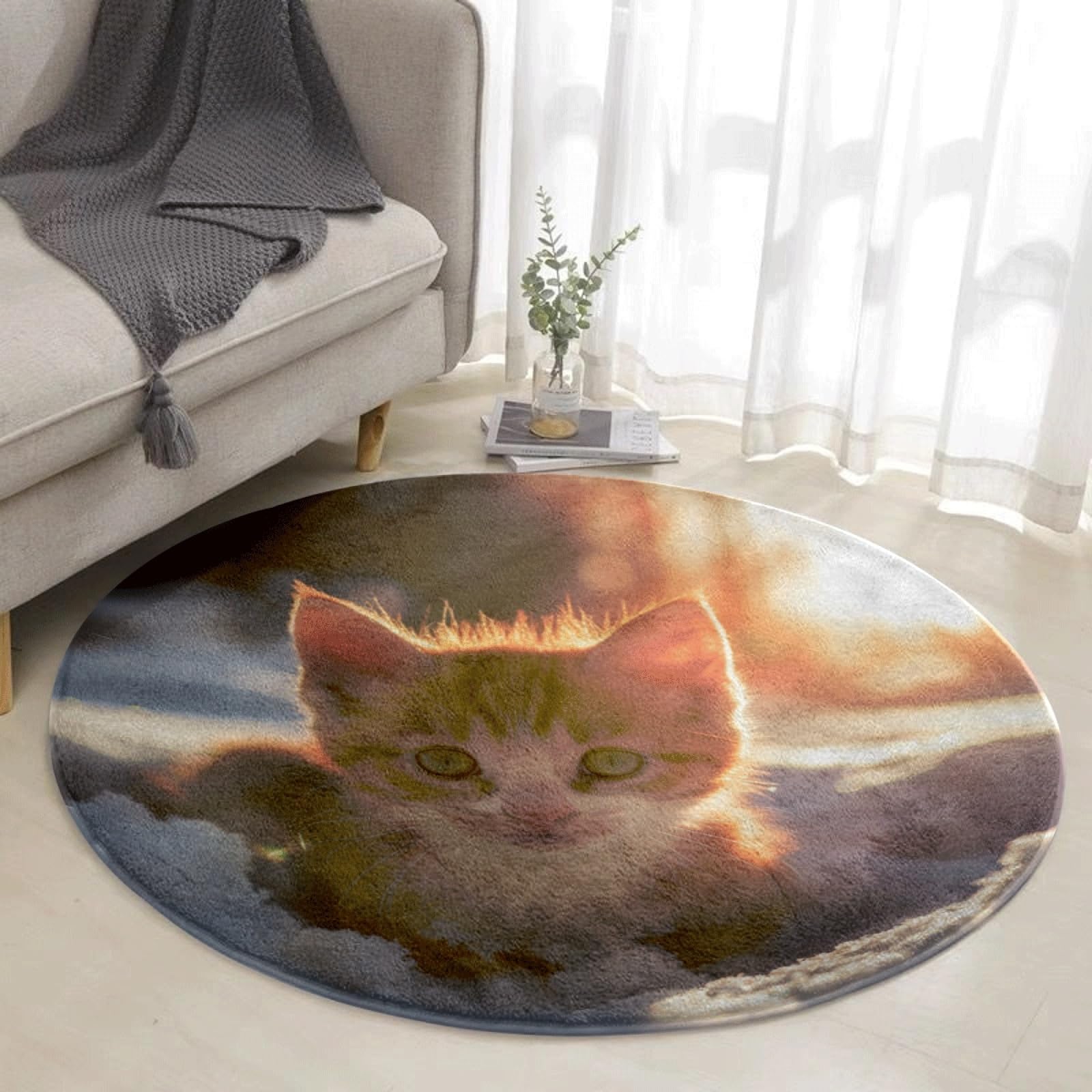 Tapis de salon orange lavable en machine pour eviter les glissades